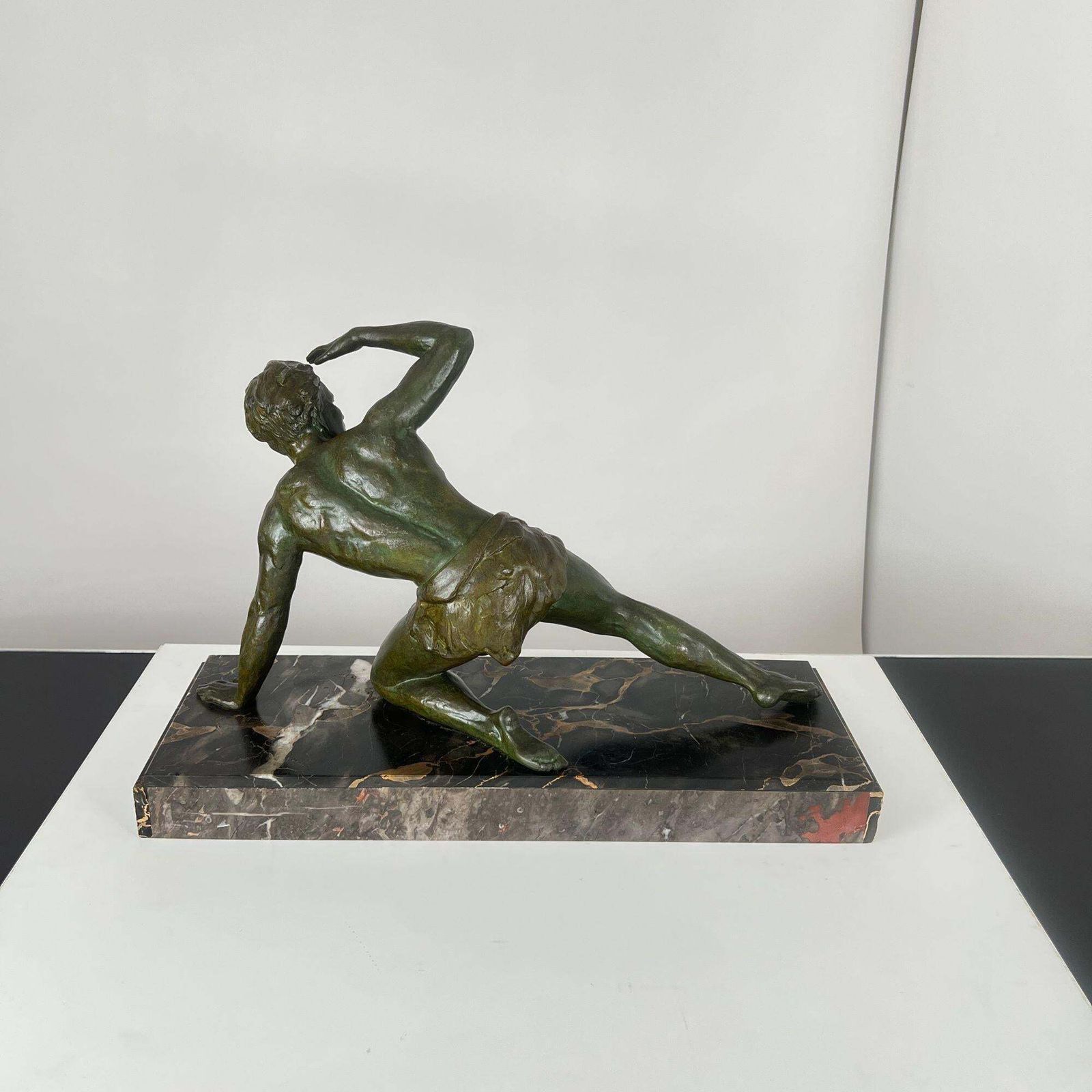 Art Deco Male Sculpture, Bronze, Marble, France Circa 1930 photo 1587.0
