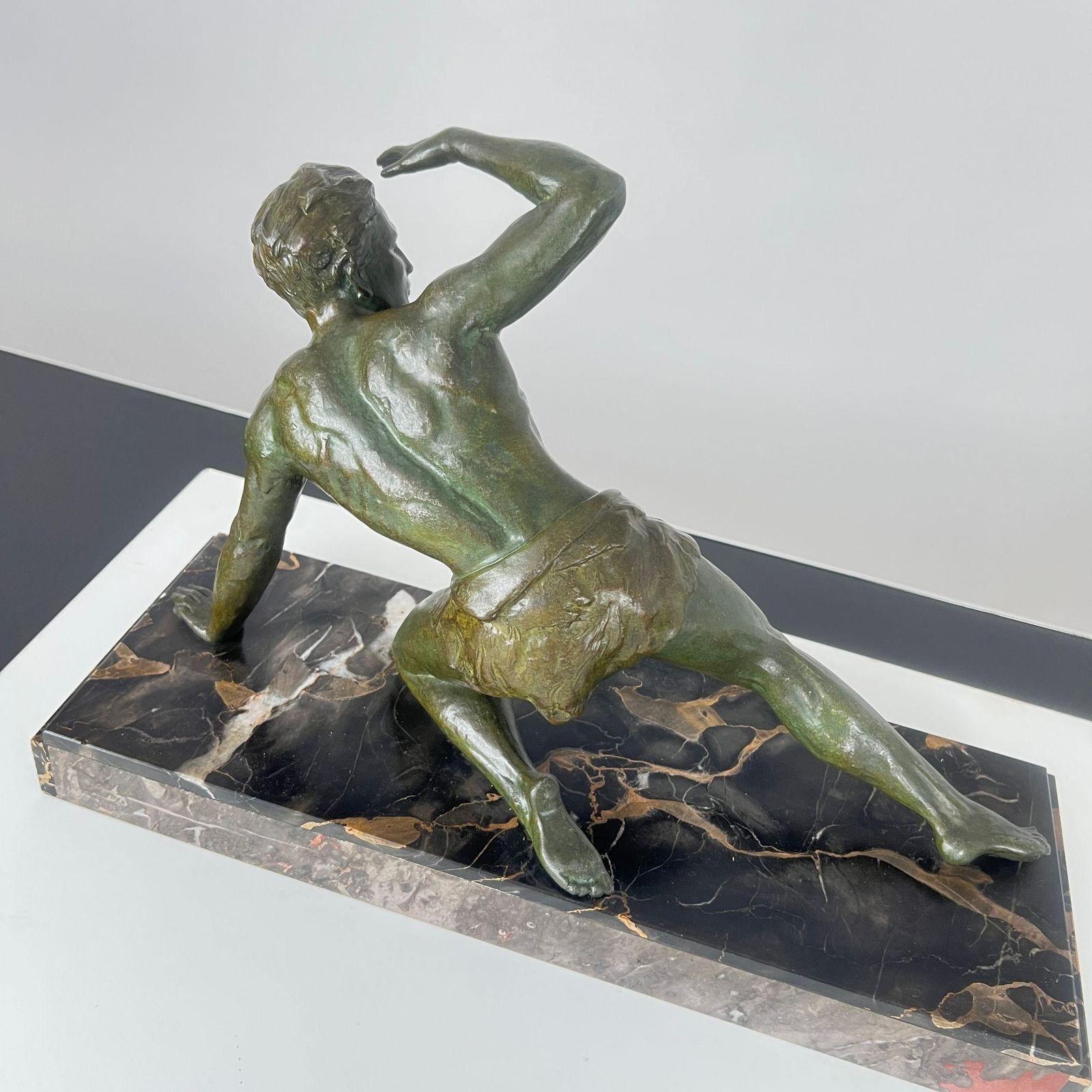 Art Deco Male Sculpture, Bronze, Marble, France Circa 1930 photo buy