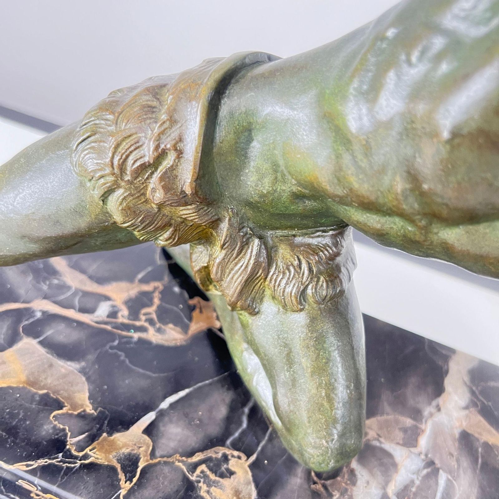 photo furniture Art Deco Male Sculpture, Bronze, Marble, France Circa 1930