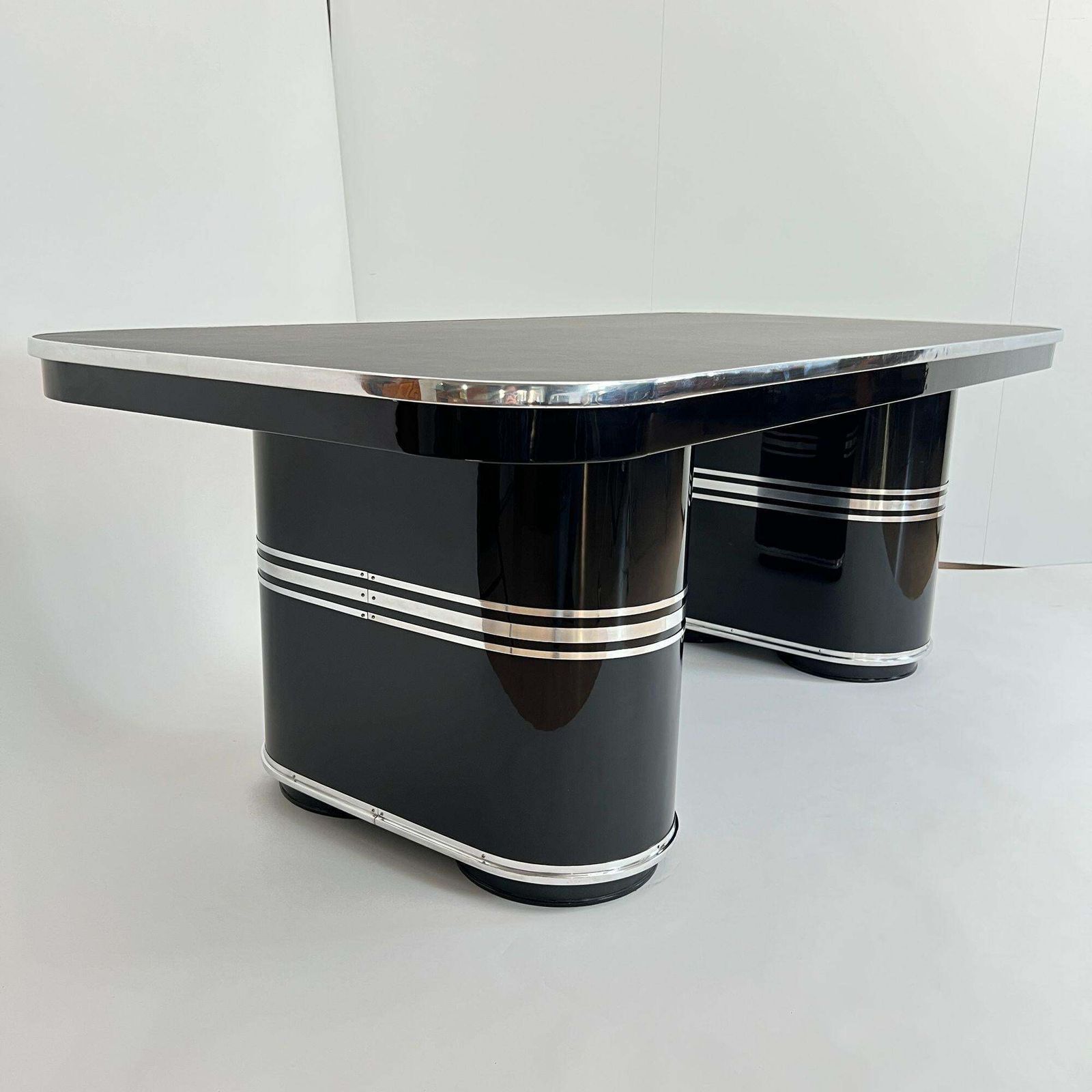 Mauser Desk ‚New York‘, Black Lacquer, Metal, Linoleum, Germany Circa 1950 photo buy