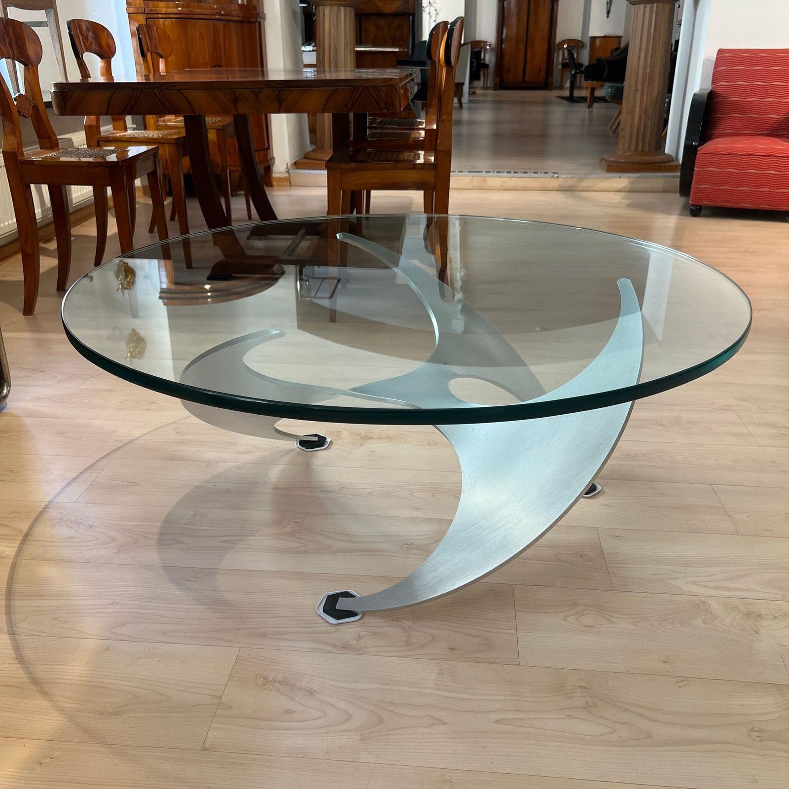 Design Coffee Table By Knut Hesterberg, Aluminum And Glass, Germany, 1960s photo 1458.0
