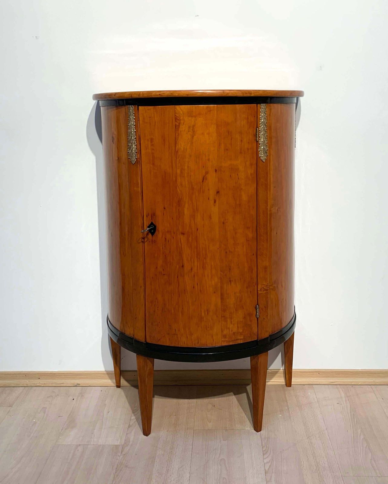 Neoclassical Demilune Half Cabinet, Cherrywood And Brass, France, Circa 1810 photo furniture