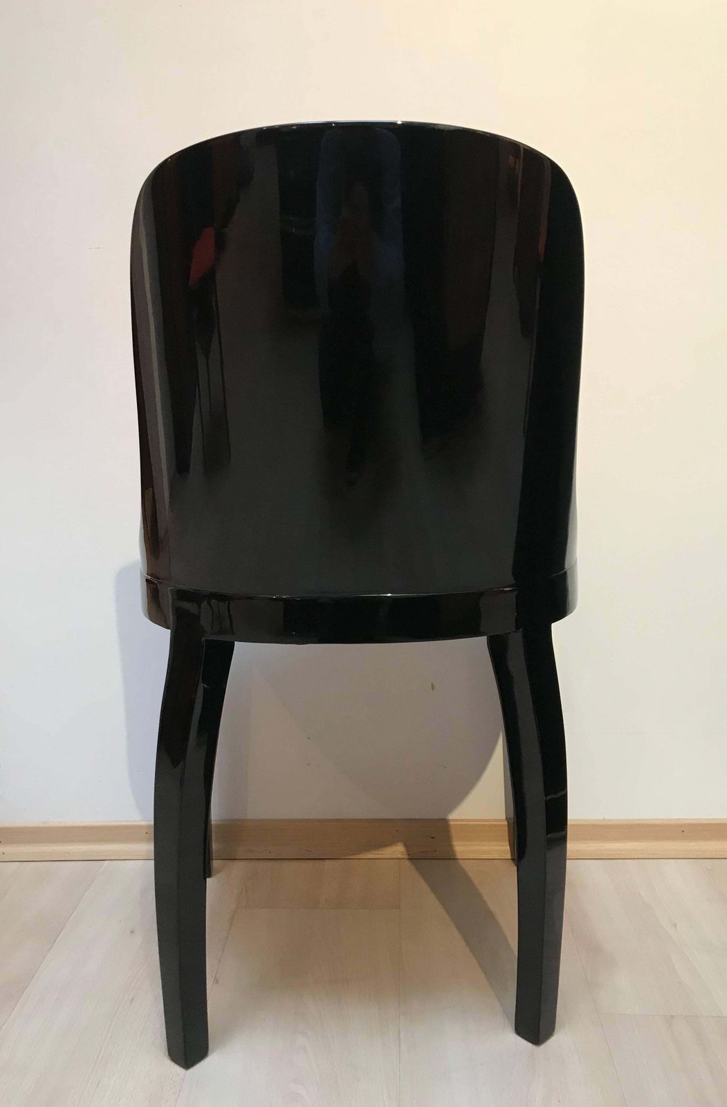 photo for sale Art Deco Chair, Ebonized Wood, Orange Fabric, France, Circa 1930