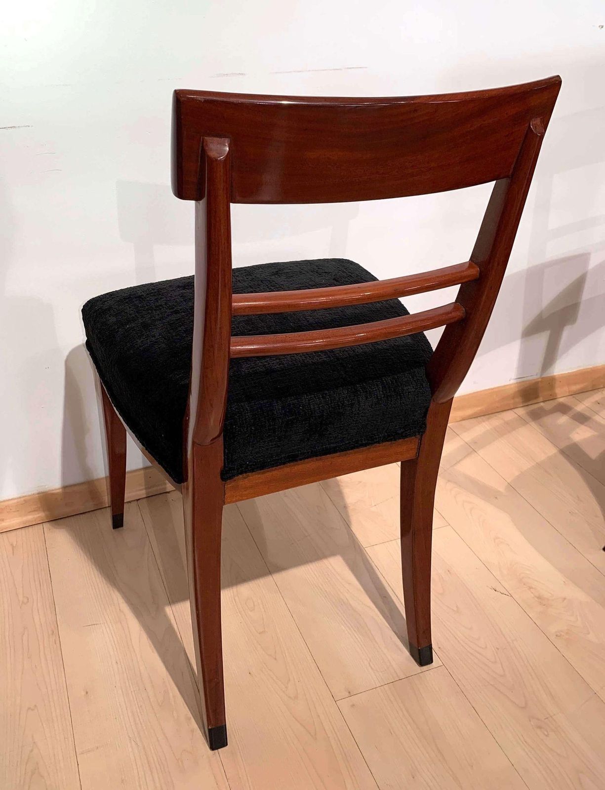 1287.0 Biedermeier Side Chair, Mahogany, Ebony Inlays, Black Velvet, Austria Circa 1820 photo