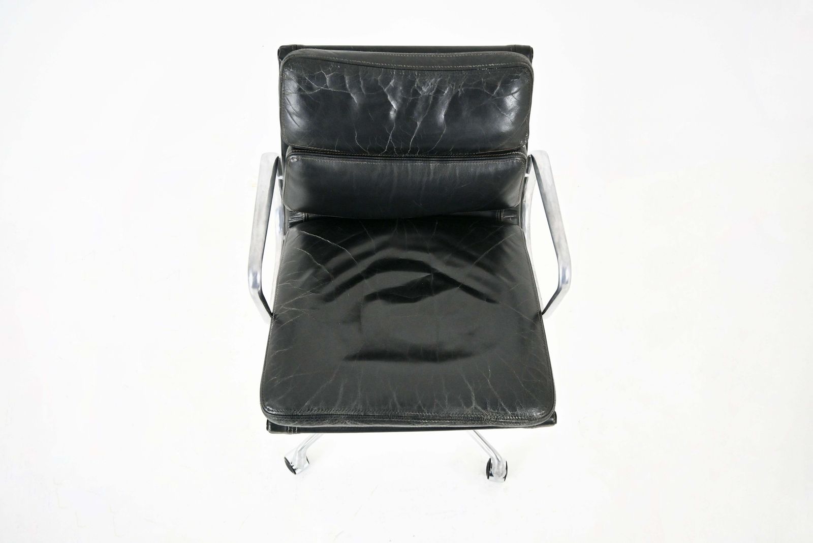 photo furniture Black Leather Soft Pad Chair By Charles And Ray Eames For Herman Miller, 1970s