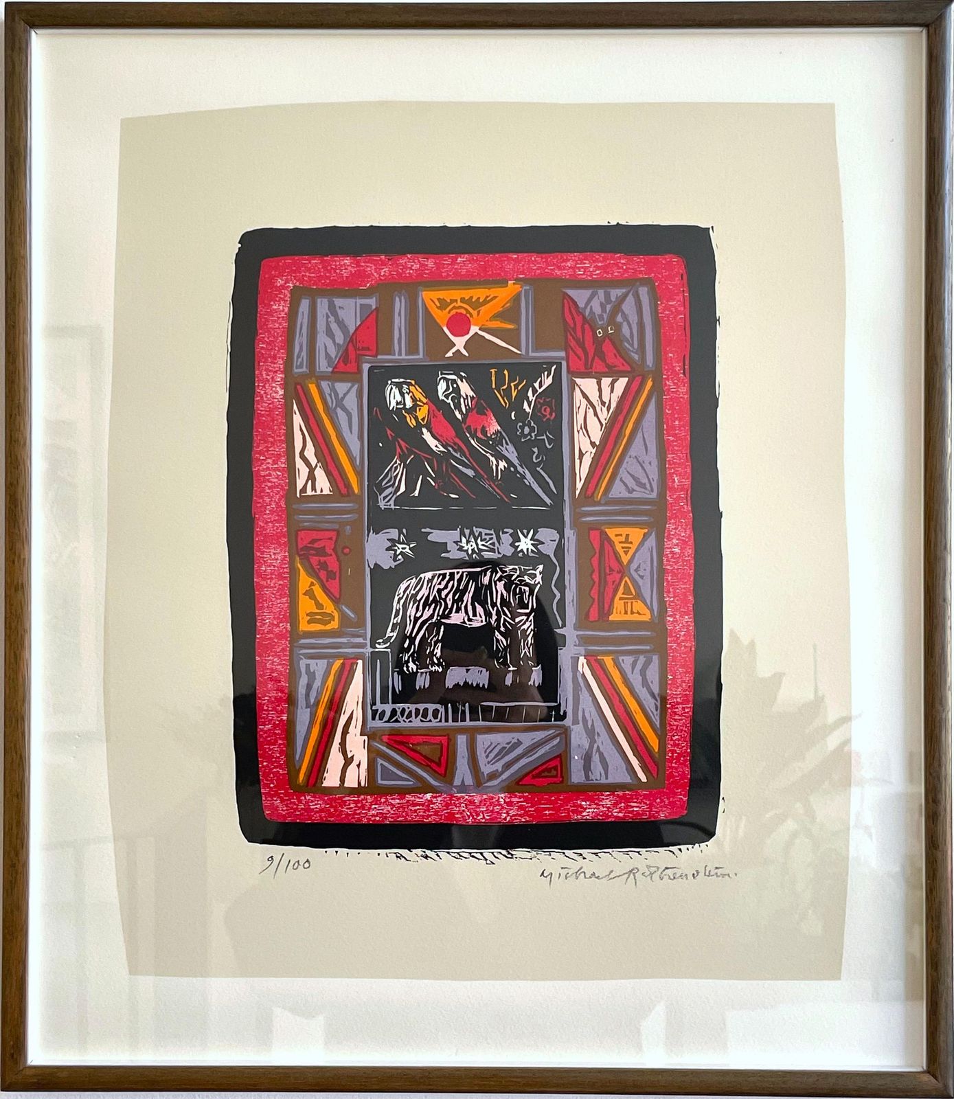 Michael Rothenstein, Ralittle Zoo III   Abstract With Tiger And Parrots1990 photo Art