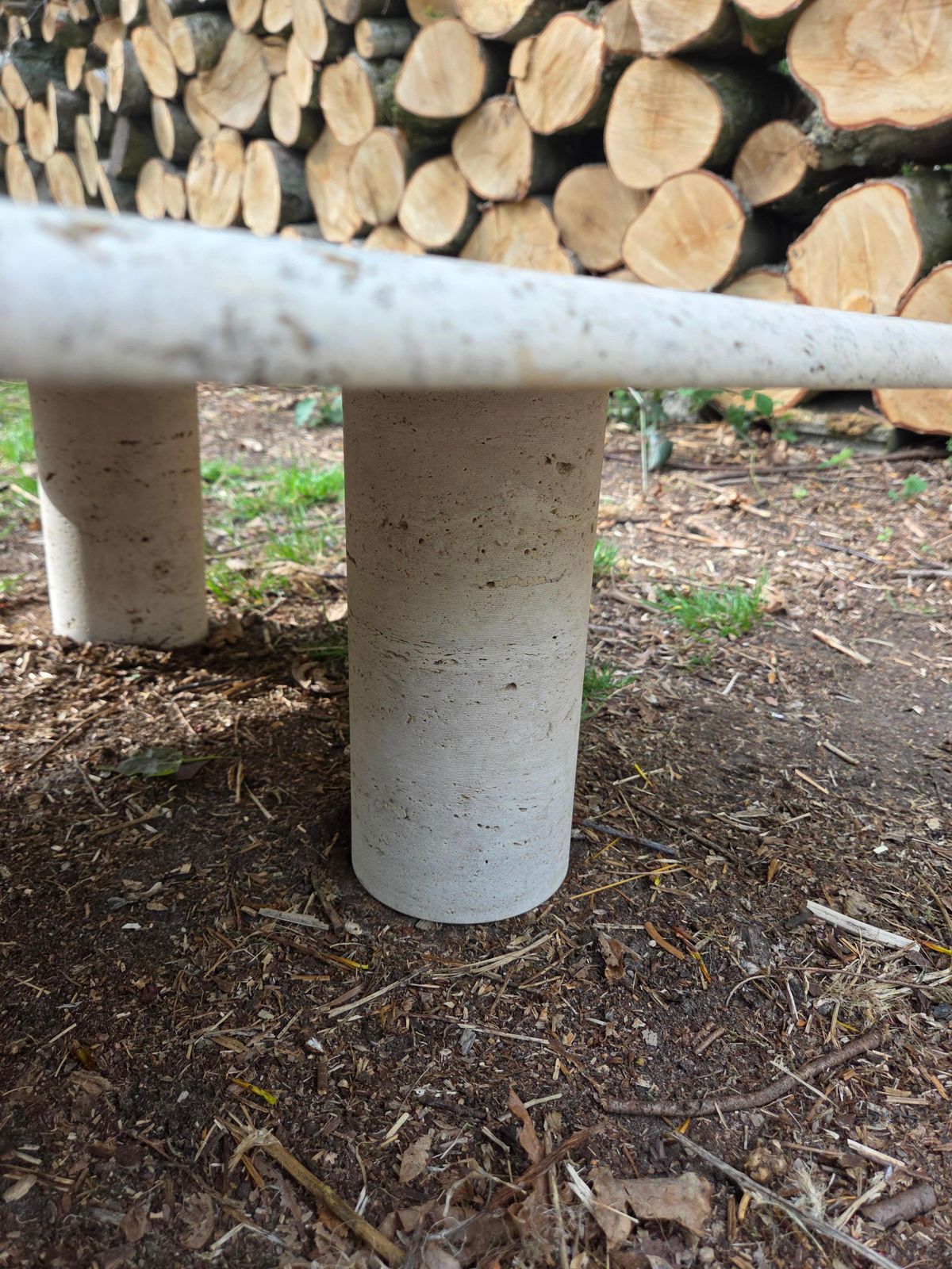 Rough Travertine Coffee Table By "Angelo Mangiarotti" For Up & Up, Made In Italy photo for sale
