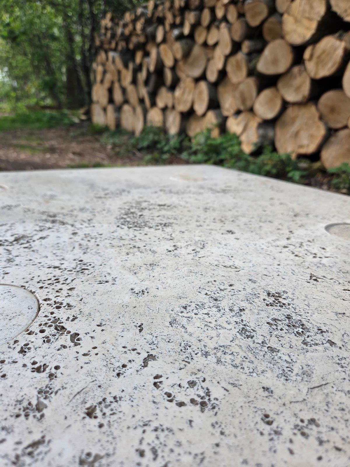 photo furniture Rough Travertine Coffee Table By "Angelo Mangiarotti" For Up & Up, Made In Italy