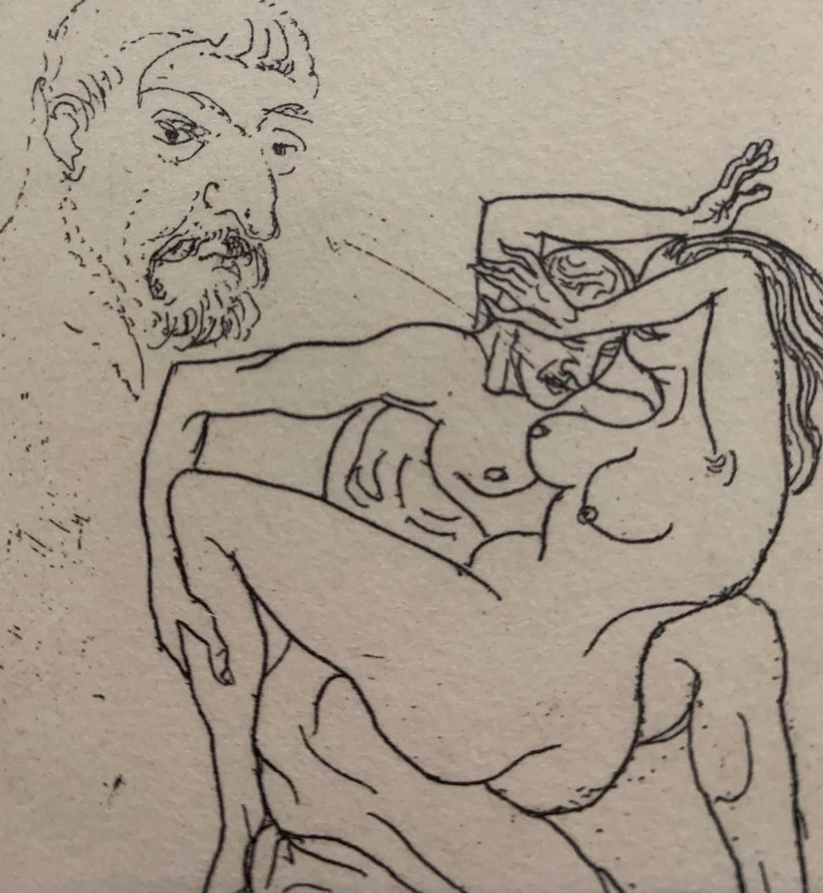 Leszek Rózgauntitled. Figurative Etching Print, Nude, Black &White, Polish Artist1990 photo for sale