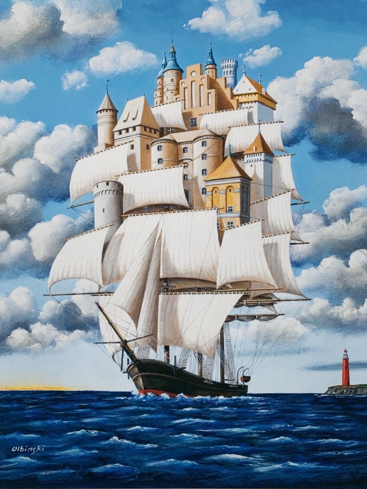 Rafał Olbińskiships Of Imagination. Limited Edition Print, Surreal,  Established Polish Artist2024
