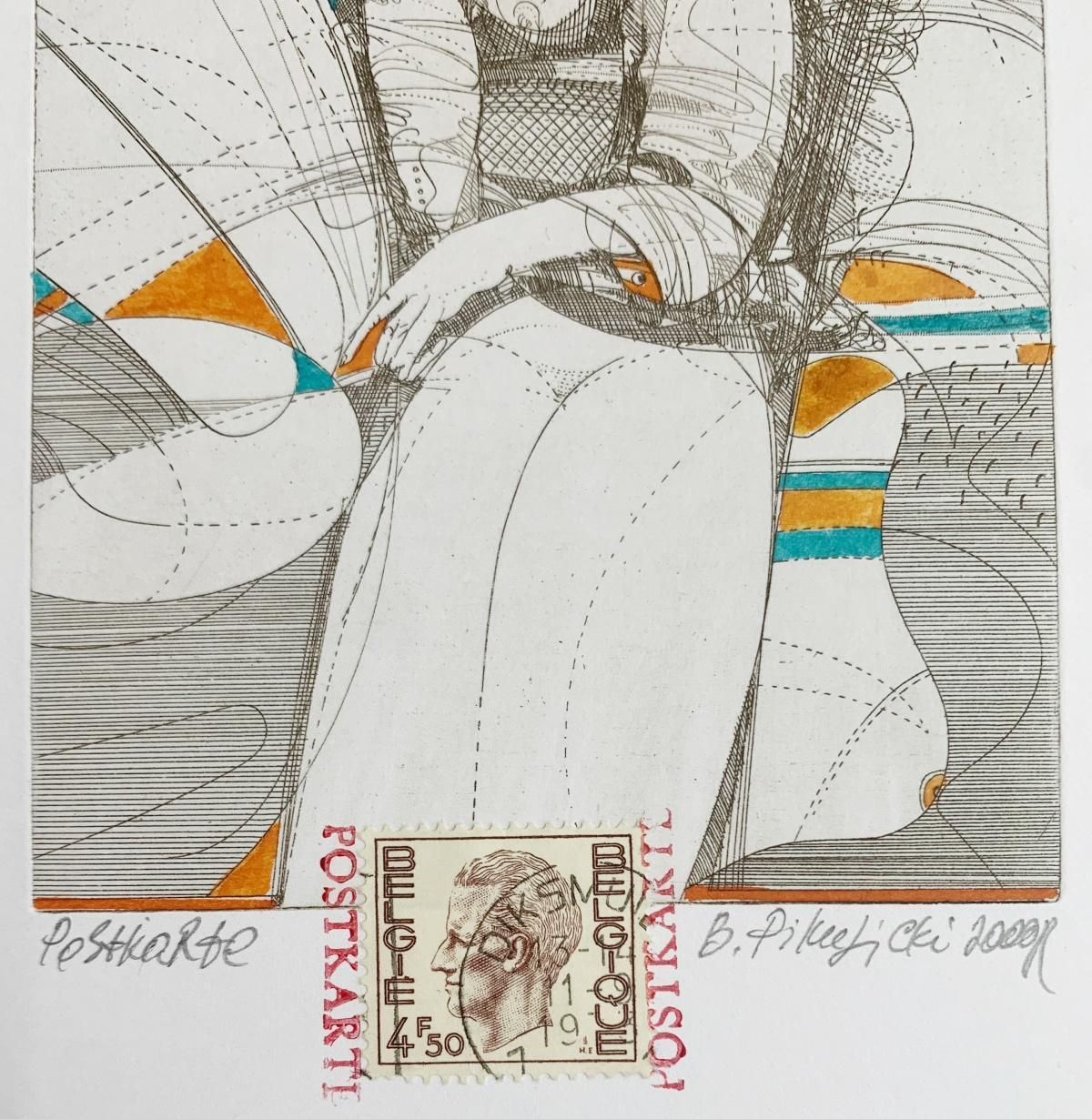 Bogdan Pikulickia Nude. Contemporary Print, Colorful, Post Stamp, European Artist2000 photo Art
