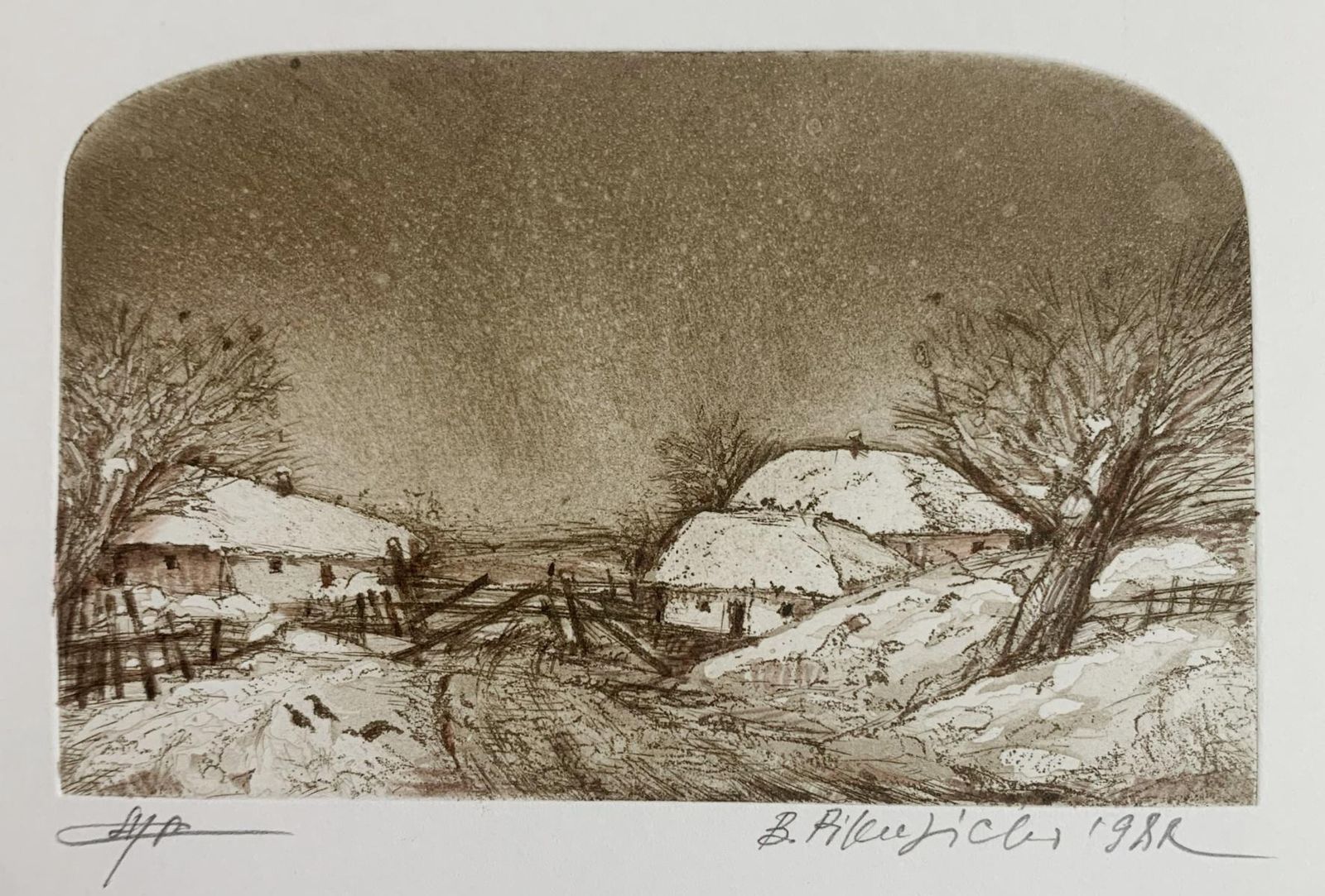 Bogdan Pikulickilandscape. Contemporary Print, Monochromatic, Rural View, European Artist1998