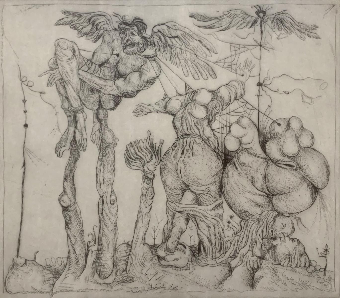 Leszek Rózgadaedalus. Surrealistic Etching, Monochromatic, Minimalistic, Polish Art1971