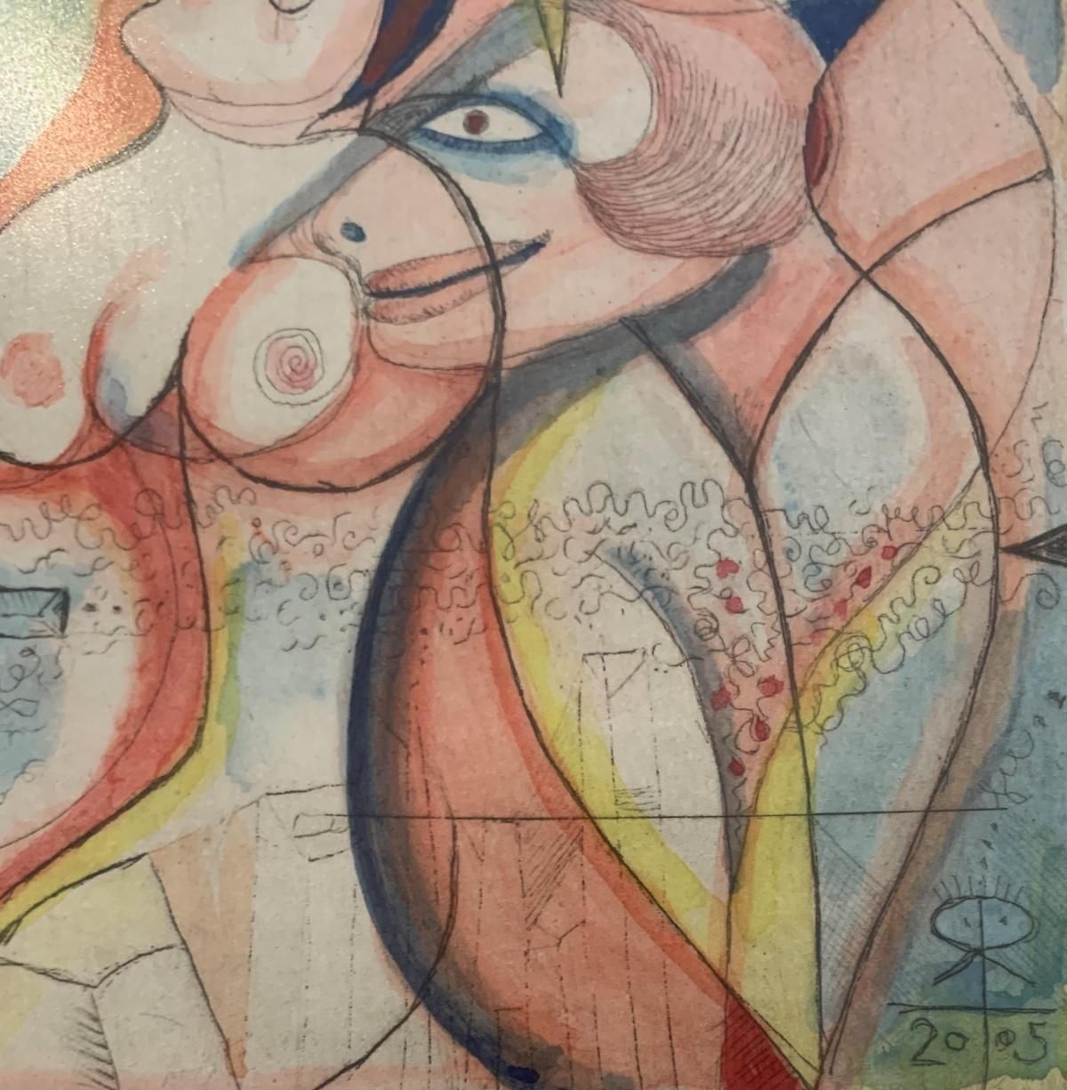 Leszek Rózgagirls. Figurative Limited Edition Etching, Surrealist, Nude, Polish Art2005 photo furniture