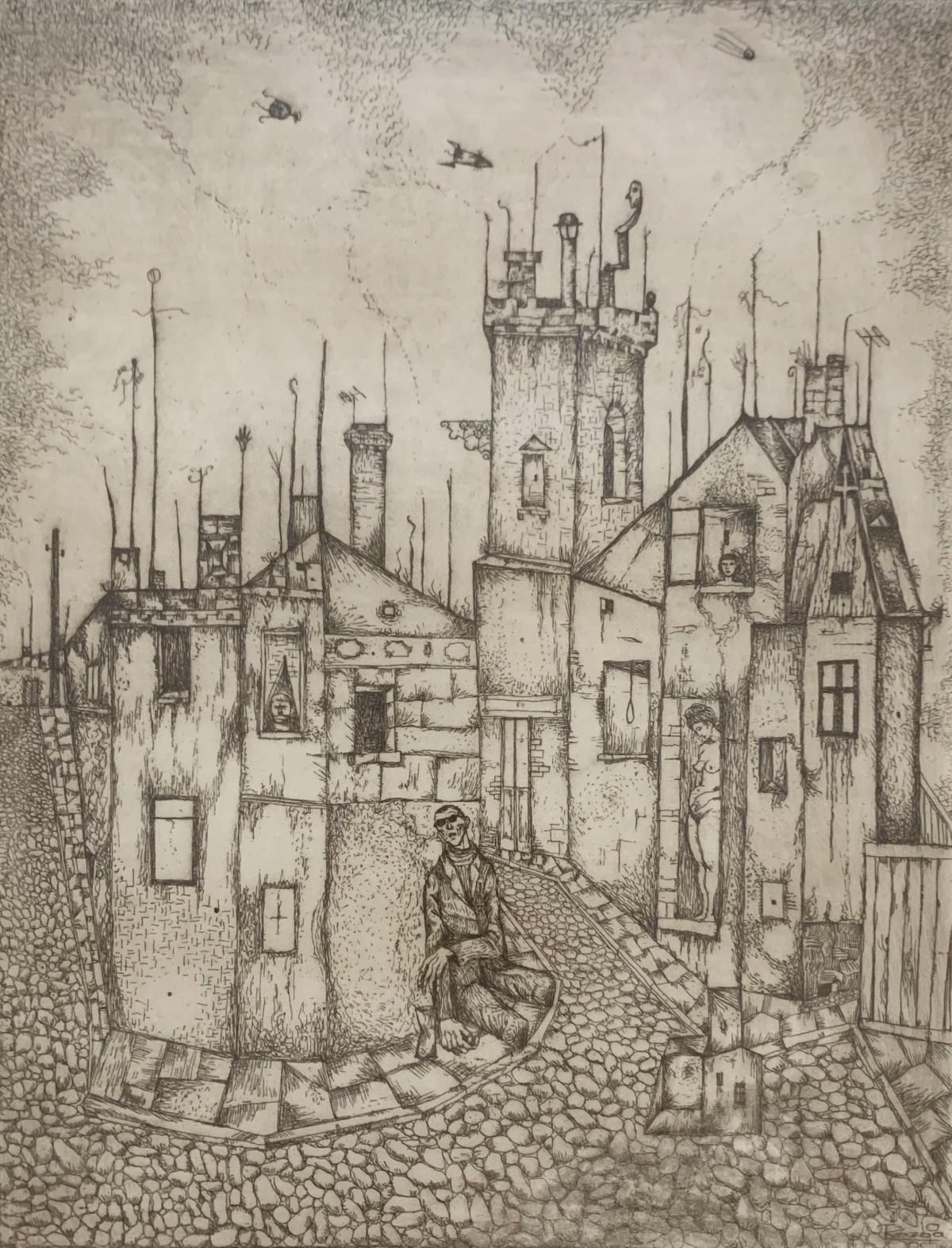 Leszek Rózgayearnings. Figurative Etching, Monochromatic, Minimalistic, Polish Art1962
