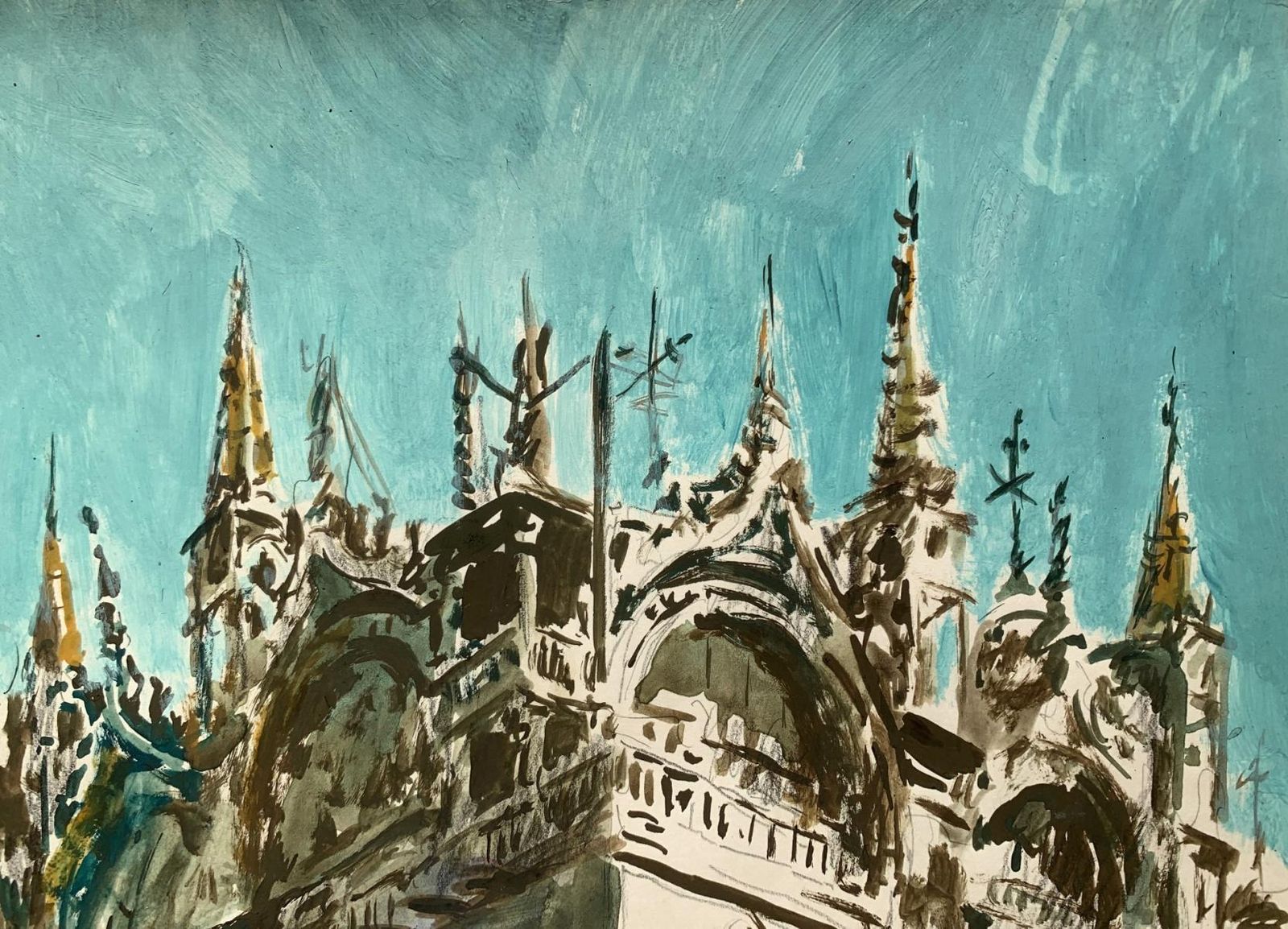 Włodzimierz Karczmarzykvenice. Acrylic On Paper, Architecture, Italy, Cityscape, Classic, Polish Artist1988 photo Art