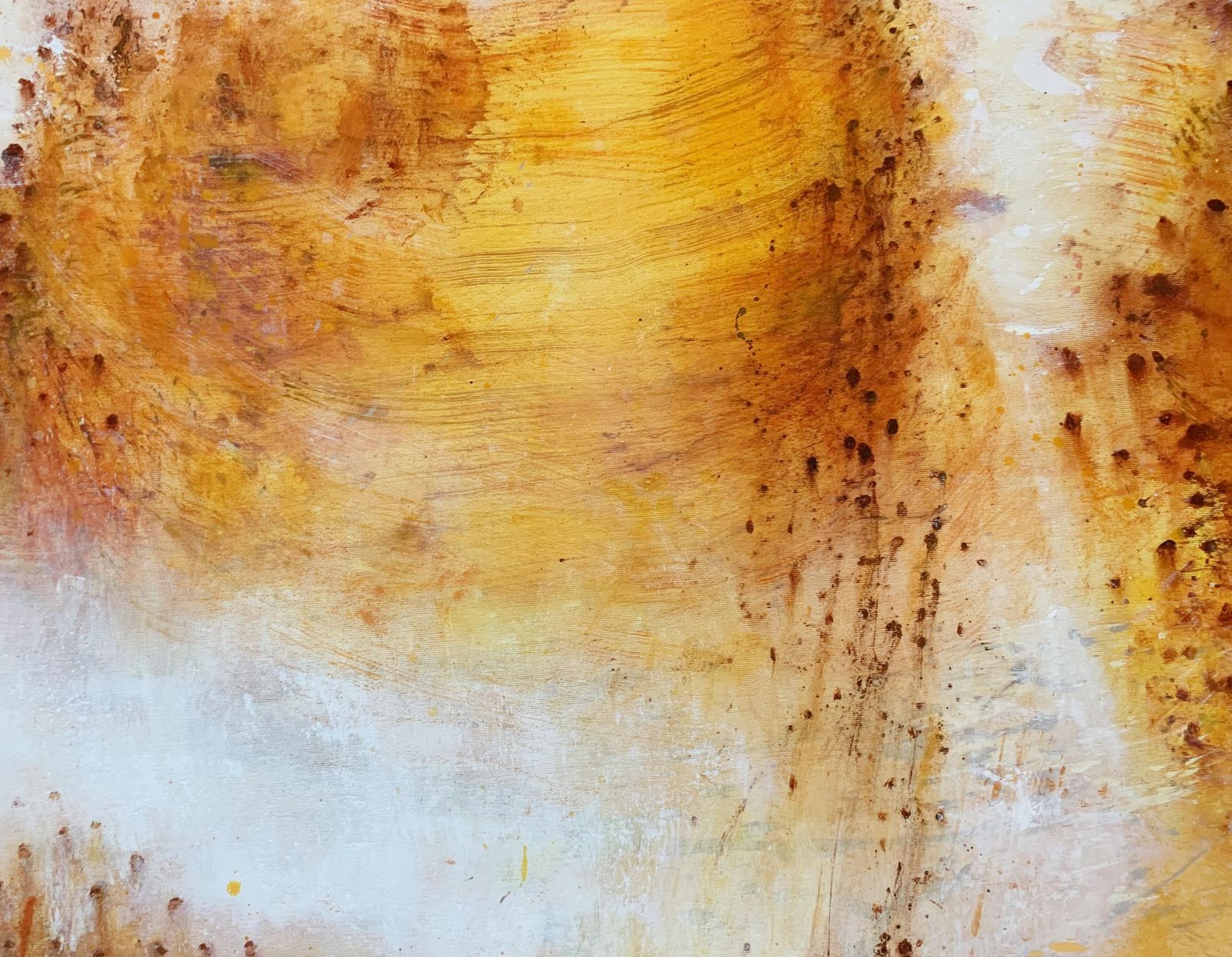 Piotr Butkiewiczthere With The Dog. Gestural Abstraction, Orange, Oil Painting, Polish Artist2025 photo for sale