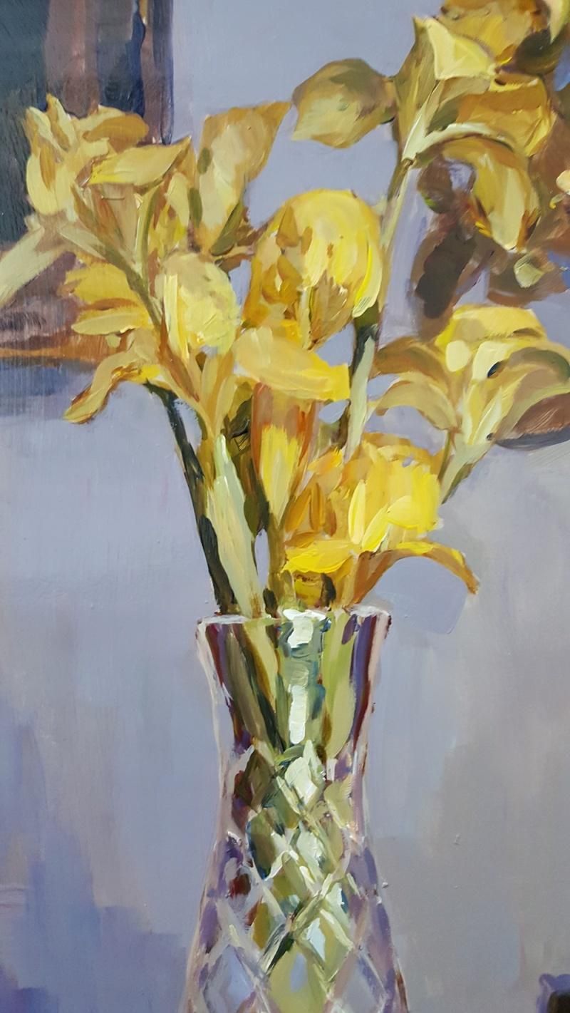 Janusz Szpytirises. Floral Still Life Acrylic Painting, Classic, Realistic, Polish Artist2012 photo furniture