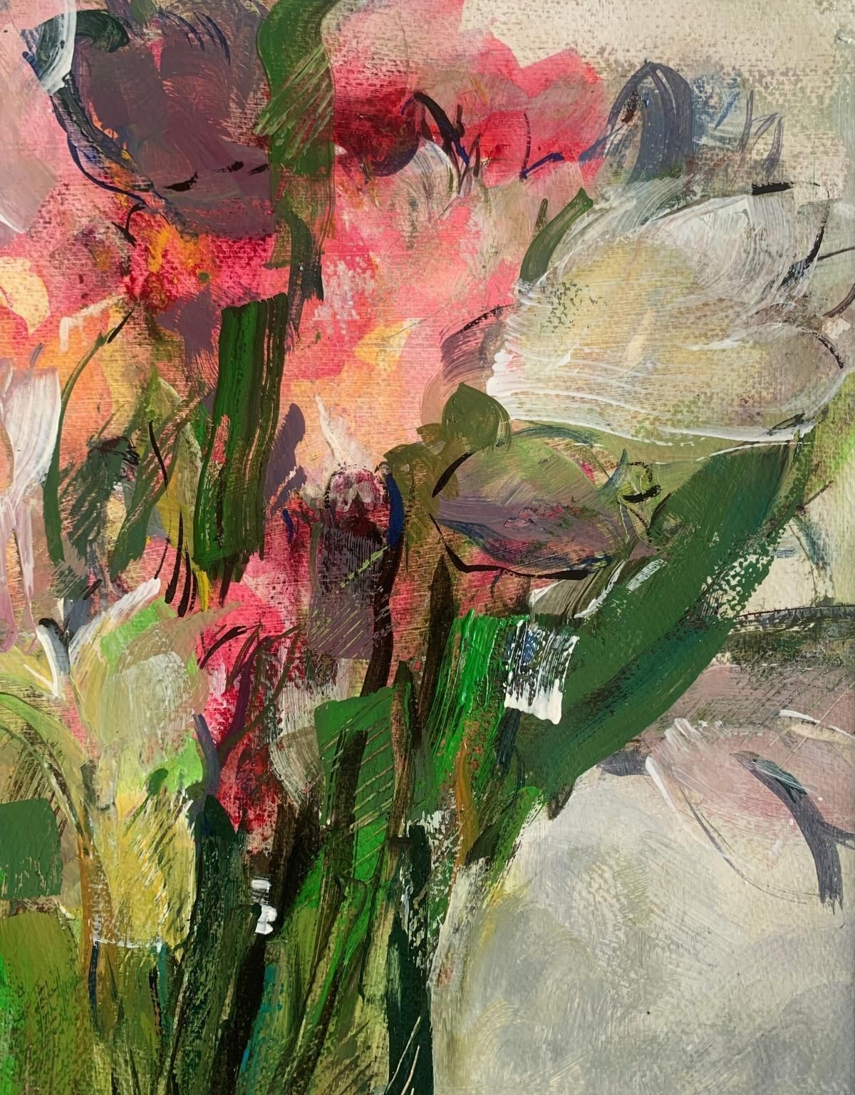 Bożena Lesiaktulips. Gouache Painting, Abstract, Figurative, Flowers, Polish Art2024 photo vinterior