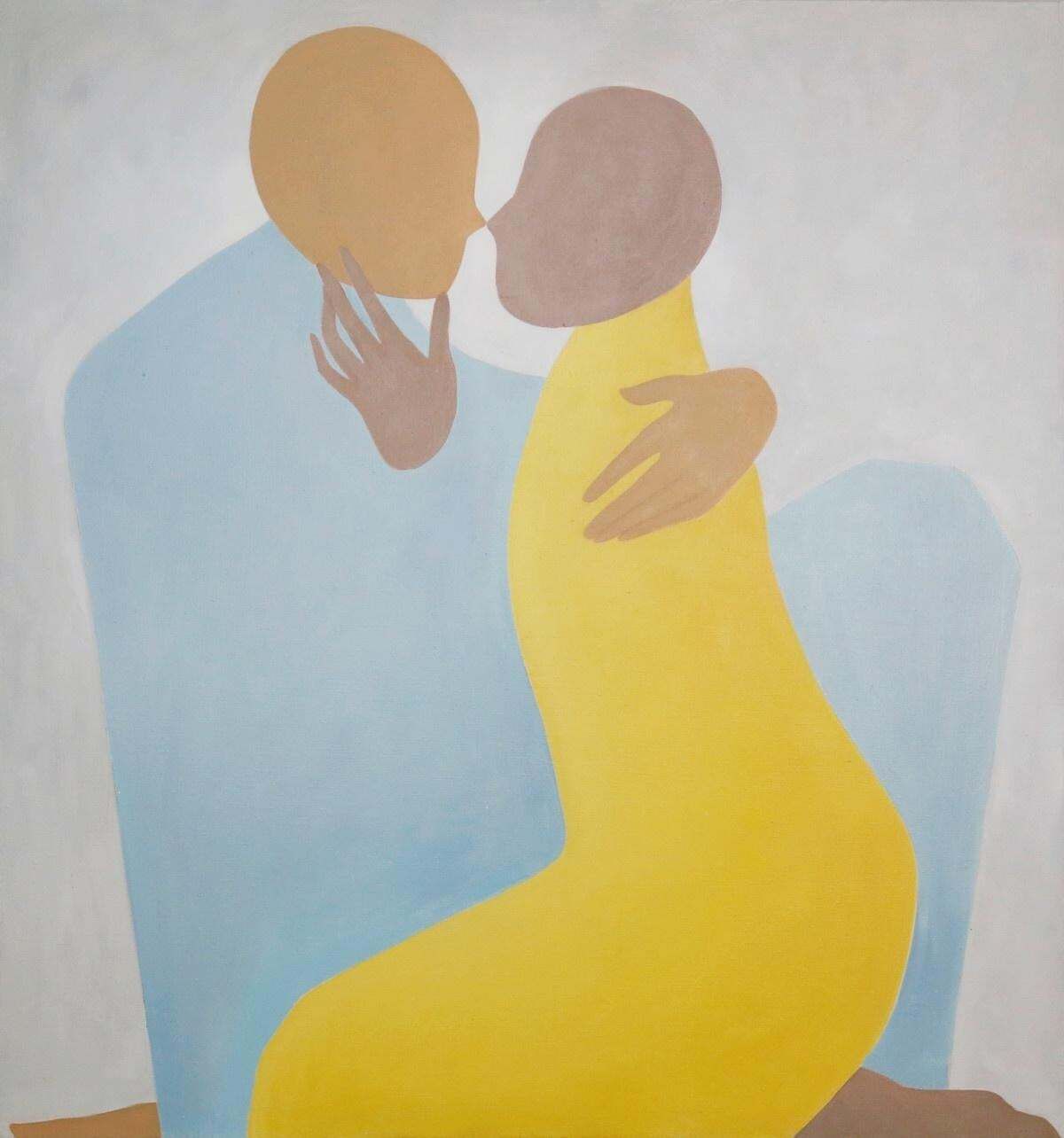 Waleria Matelskain Embrace. Figurative Oil Painting, Young Art, European Artist2023