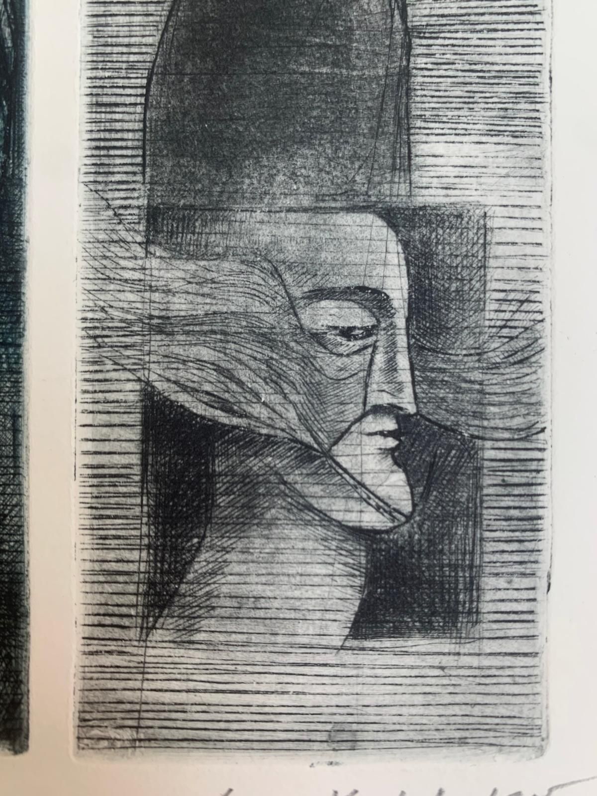 Ewa Kutylakorpheus. Drypoint Print, Black & White, Blue, Polish Artist2004 photo vinterior