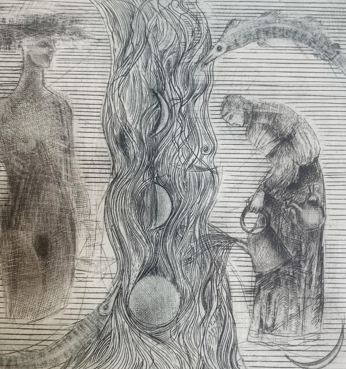 Ewa Kutylaka River. Drypoint Print, Limited Edition, Black And White, Polish Artist2012 photo vinterior