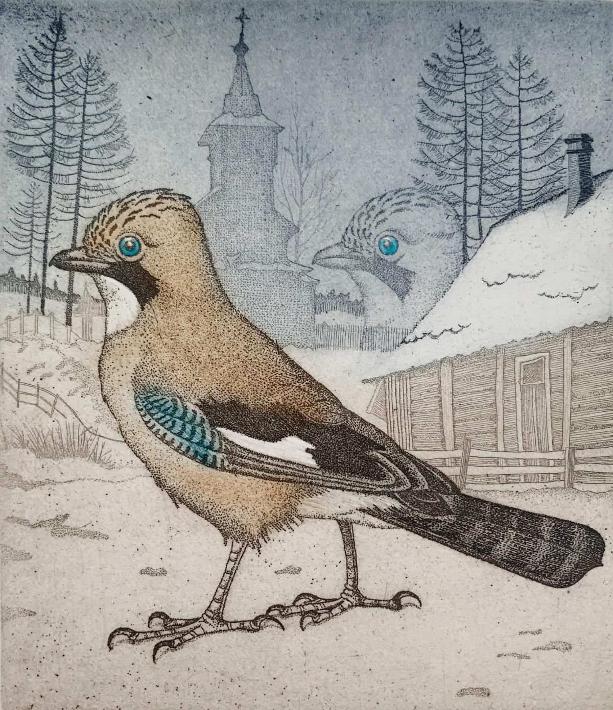 Marian Bocianowskinot An Oversea Jay. Limited Edition Print Animal, Bird, Realistic, Polish Artistca. 2008