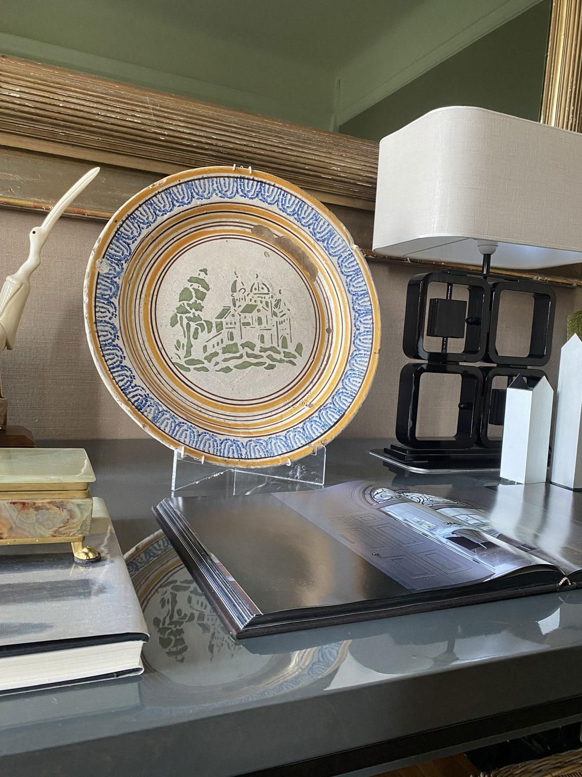 photo vintage Plat en céramique ou pièce de milieu de table, Italie, fin du XVIIIe siècle