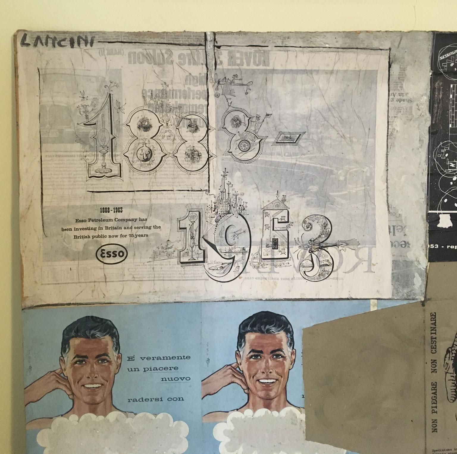 1960 Abstract Painting And Paper Collage By Ermete Lancini photo Art