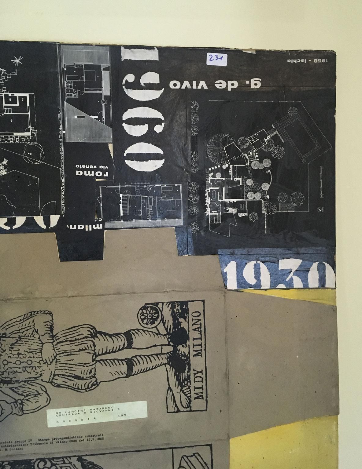 Art 1960 Abstract Painting And Paper Collage By Ermete Lancini photo