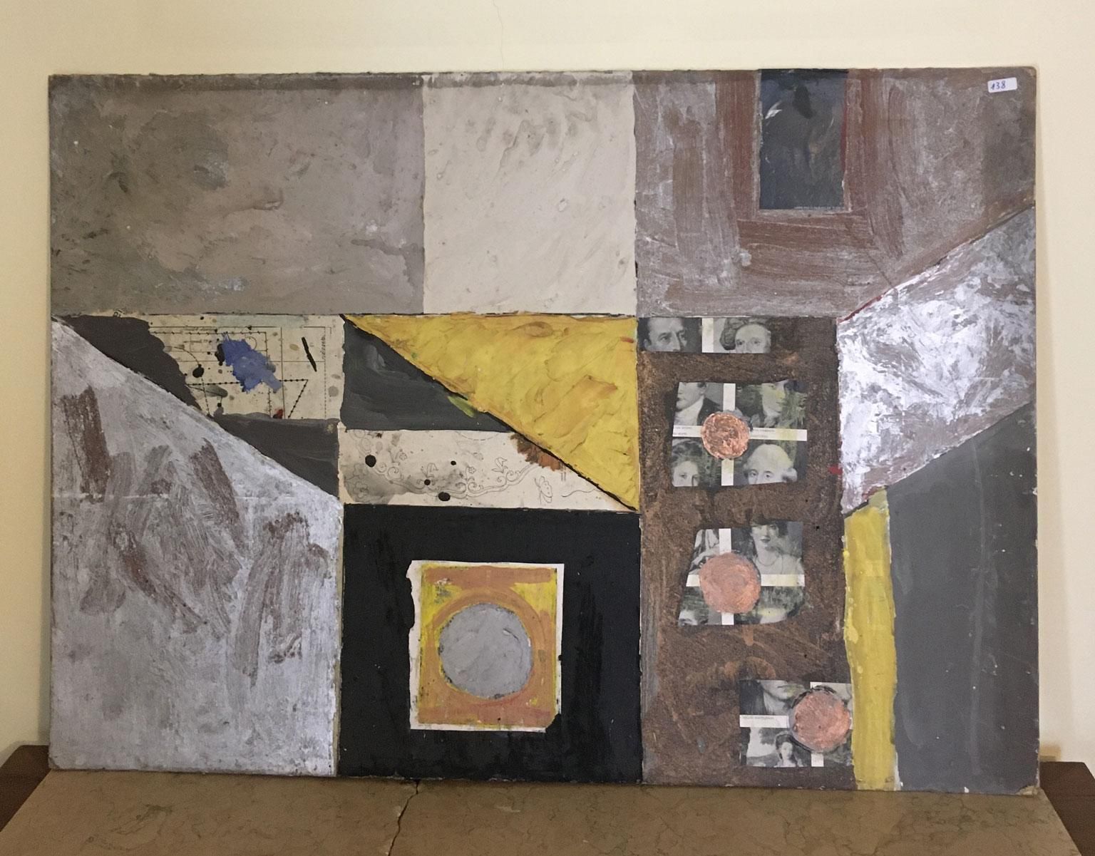 1960 Abstract Painting And Paper Collage Ermete By Ermete Lancini photo furniture