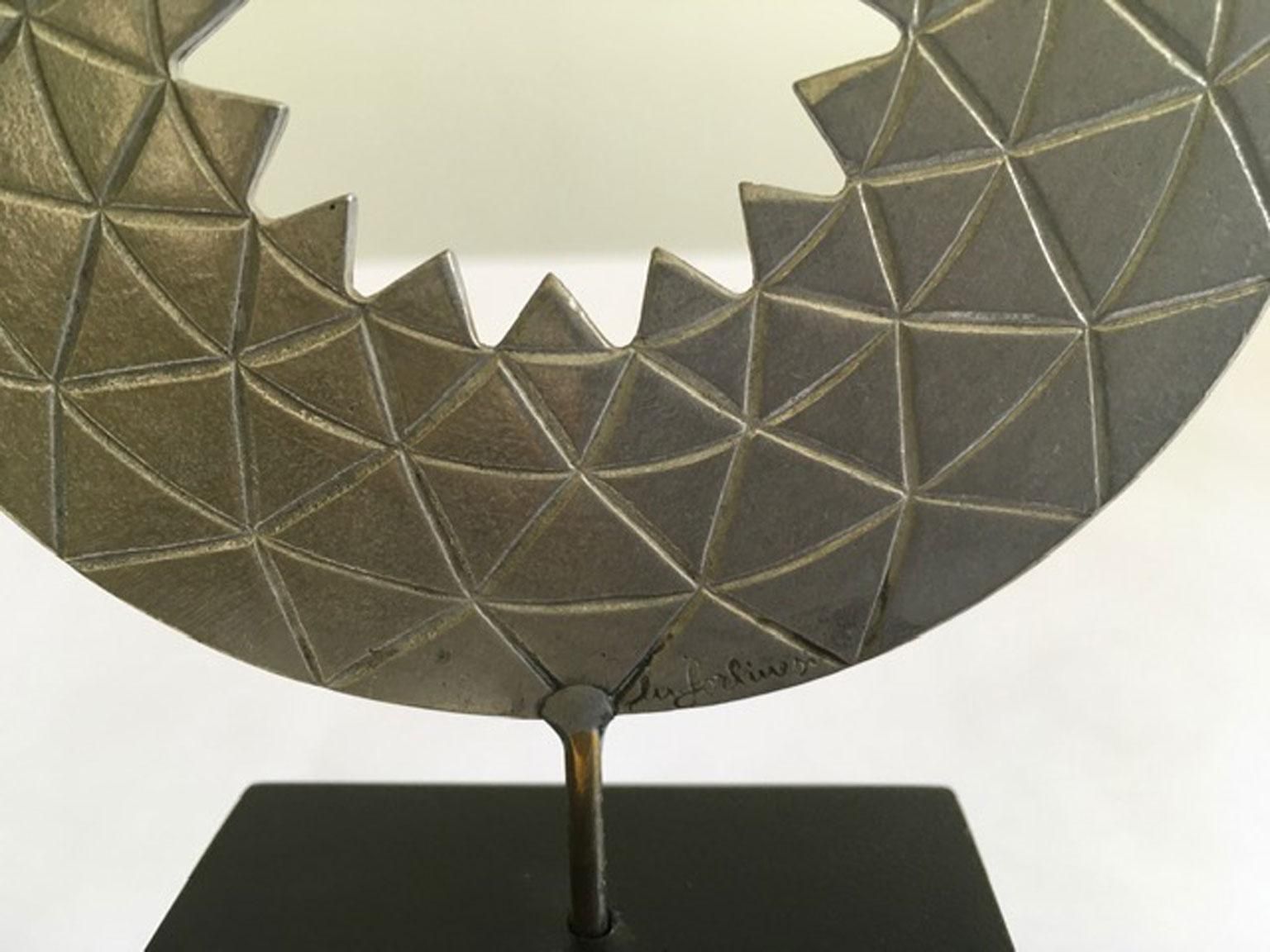 photo vinterior 1986 Italy Post Modern Mirella Forlivesi Abstract Pewter Sculpture