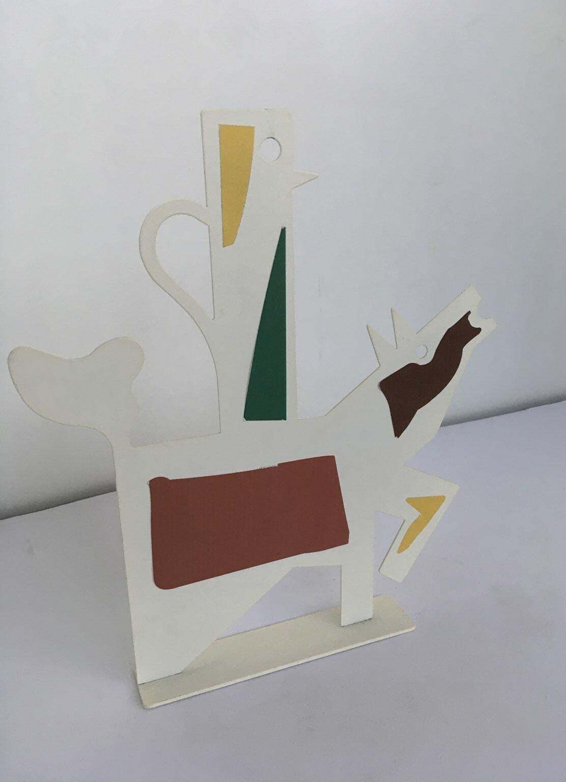 Italy 1980 Riccardo Dalisi White Painted Metal Sculpture Muccacaffè photo for sale