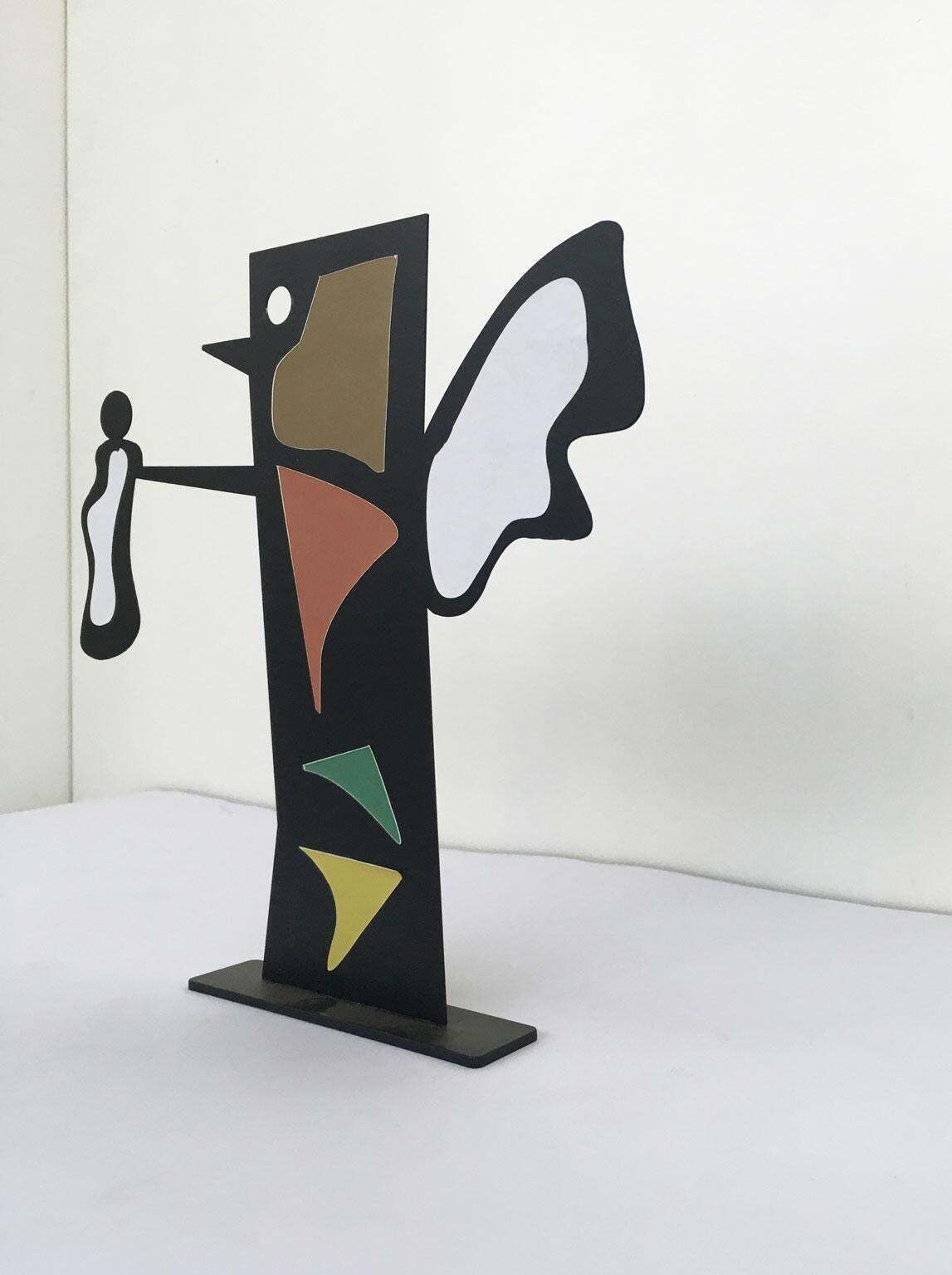 Italy 1980 Riccardo Dalisi Black Metal Painted Sculpture Caffellatte photo buy