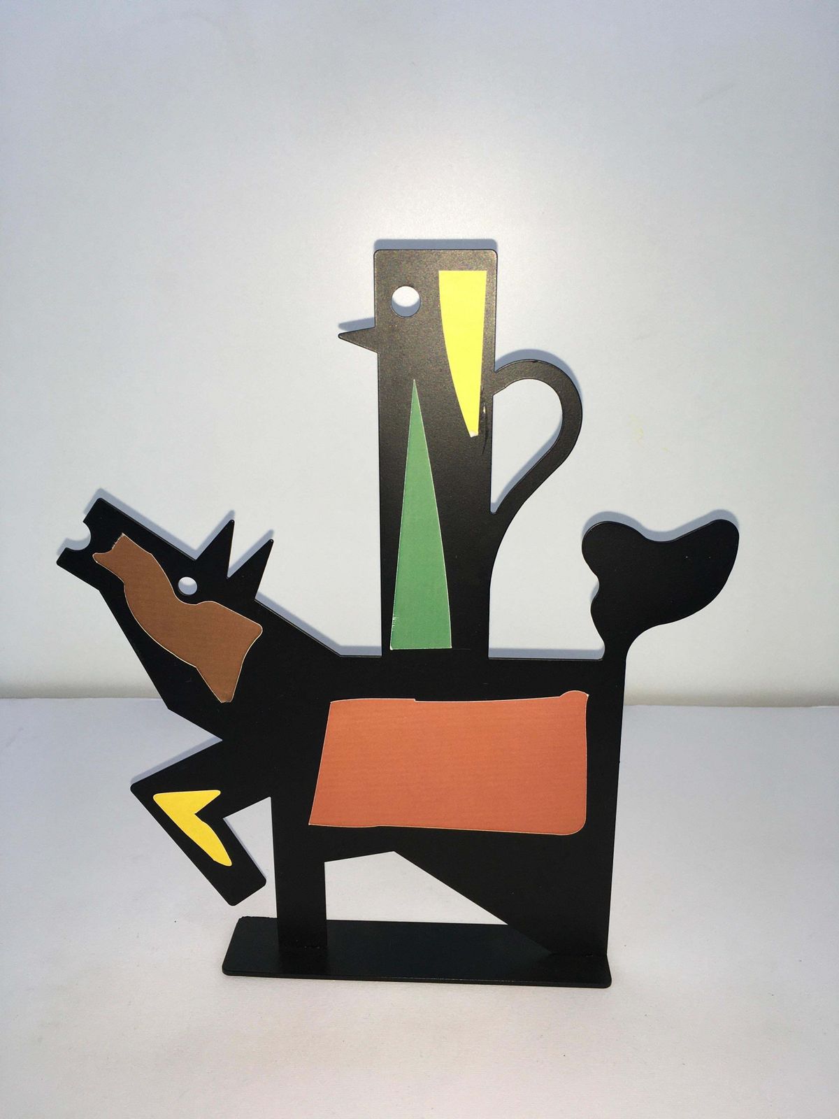 393.0 Italy 1980 Riccardo Dalisi White Painted Metal Sculpture Muccacaffè photo