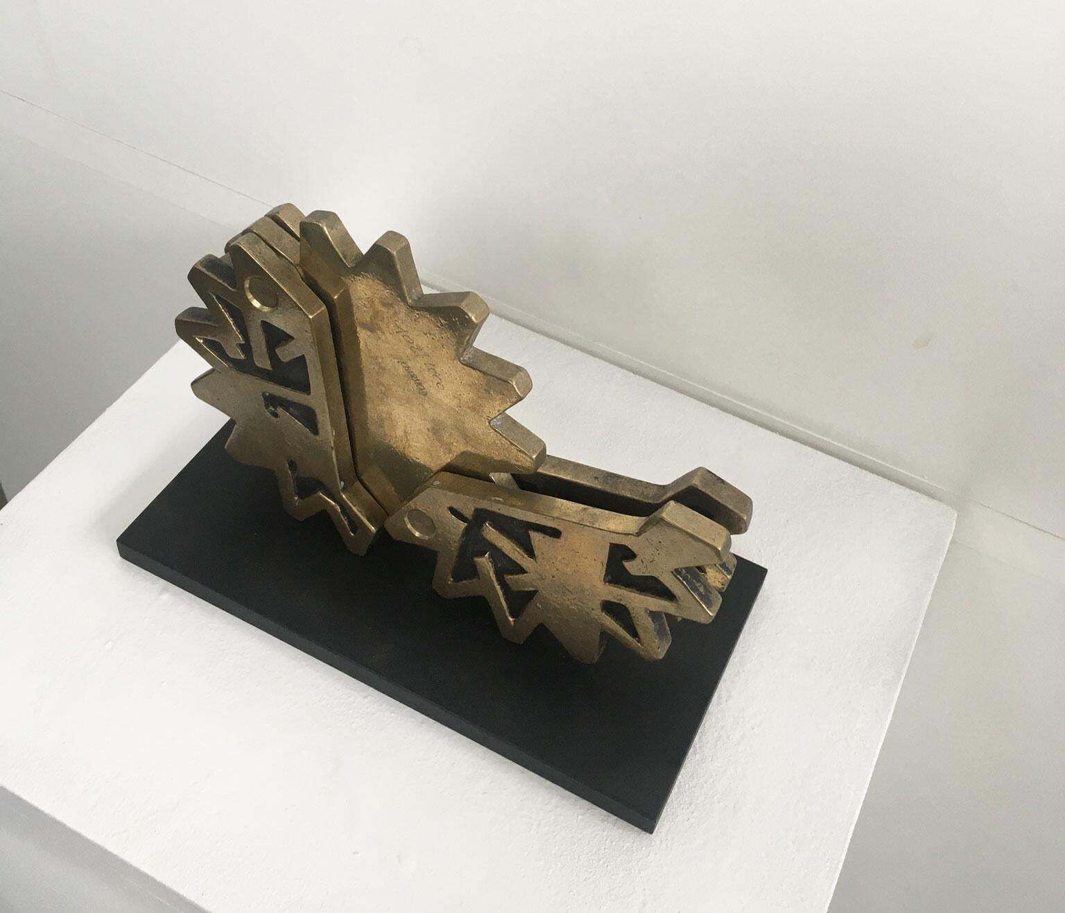 photo for sale 1980 Italy Bronze Abstract Sculpture Bruno Chersicla Ruota Wheel
