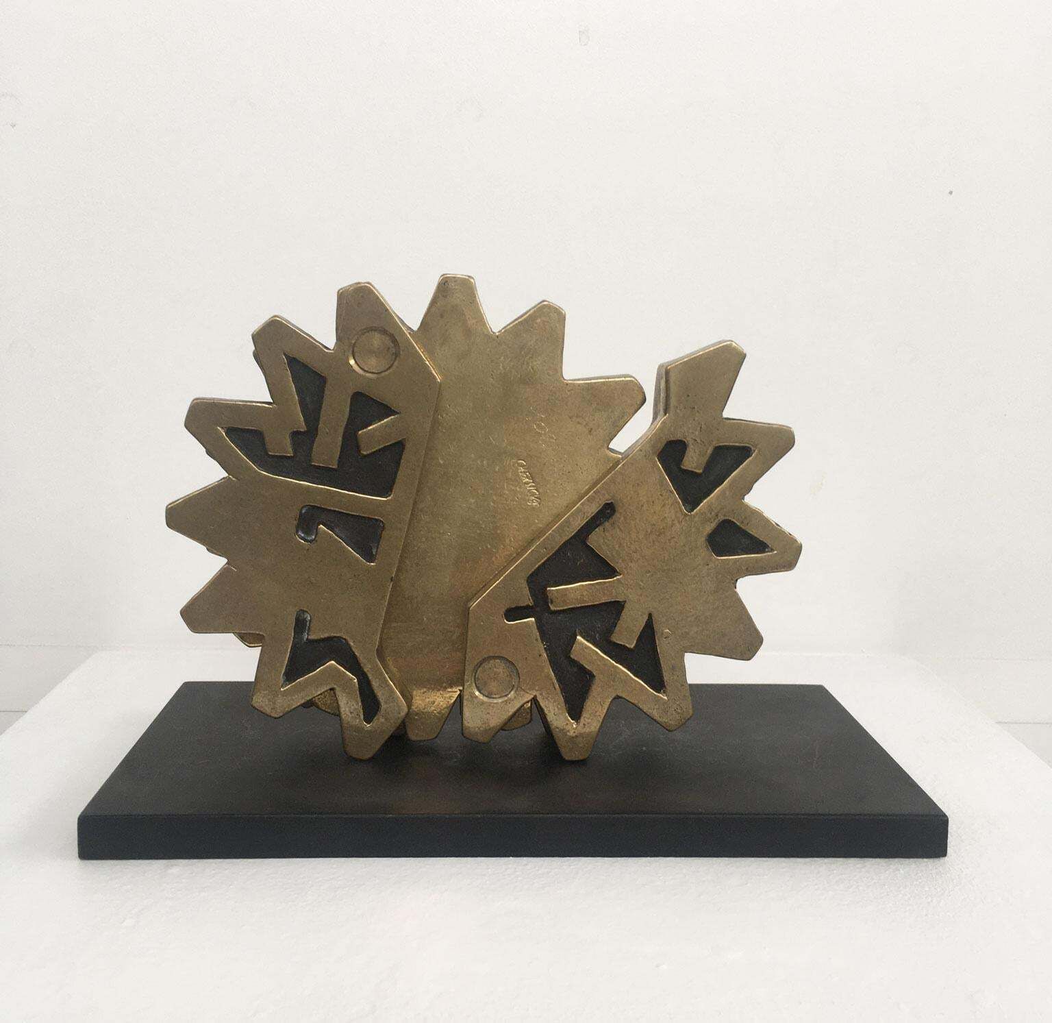 Art 1980 Italy Bronze Abstract Sculpture Bruno Chersicla Ruota Wheel photo