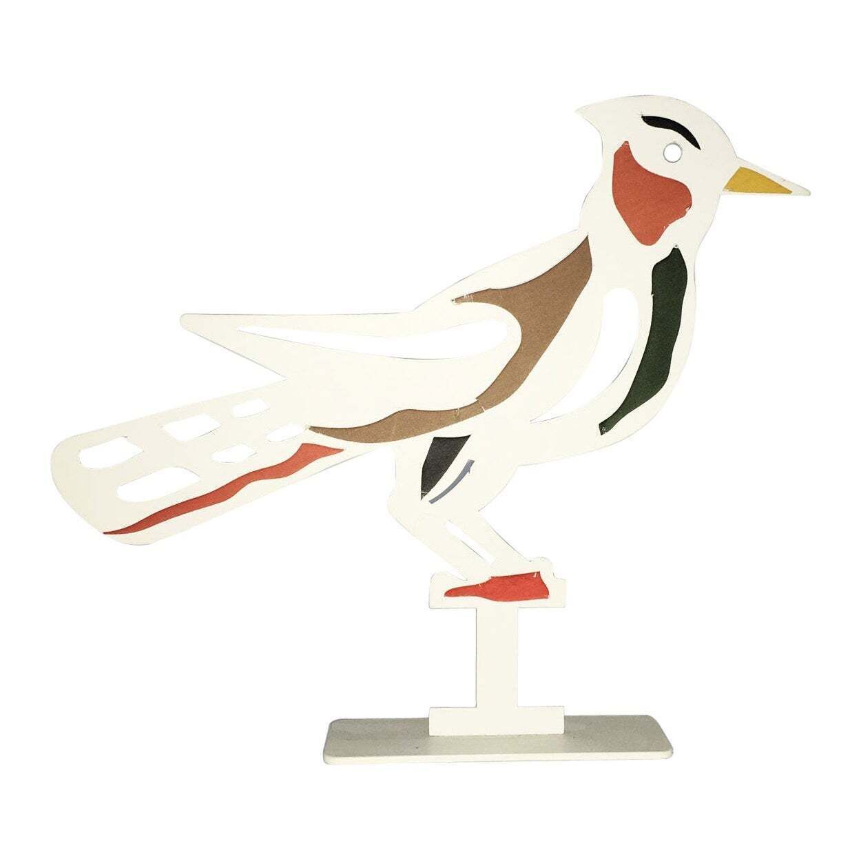 Italy 1980 Bruno Chersicla White Painted  Metal Sculpture Upupa