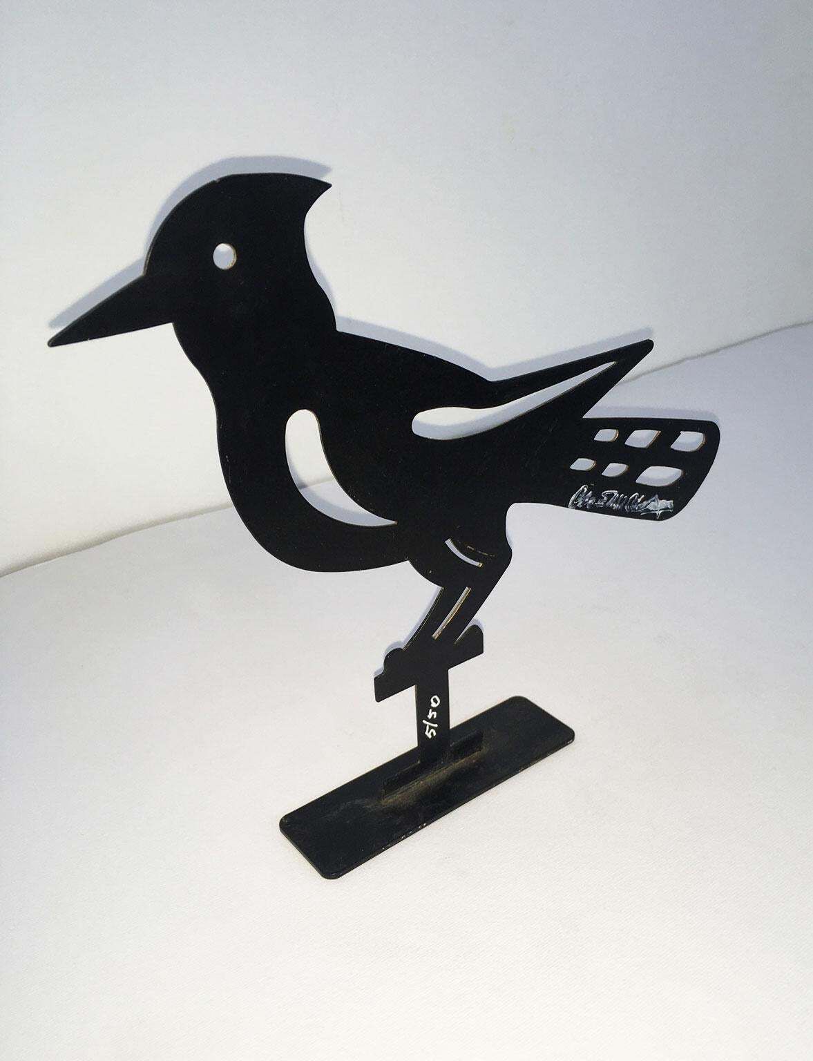 photo vinterior Italy 1980 Bruno Chersicla White Painted  Metal Sculpture Upupa
