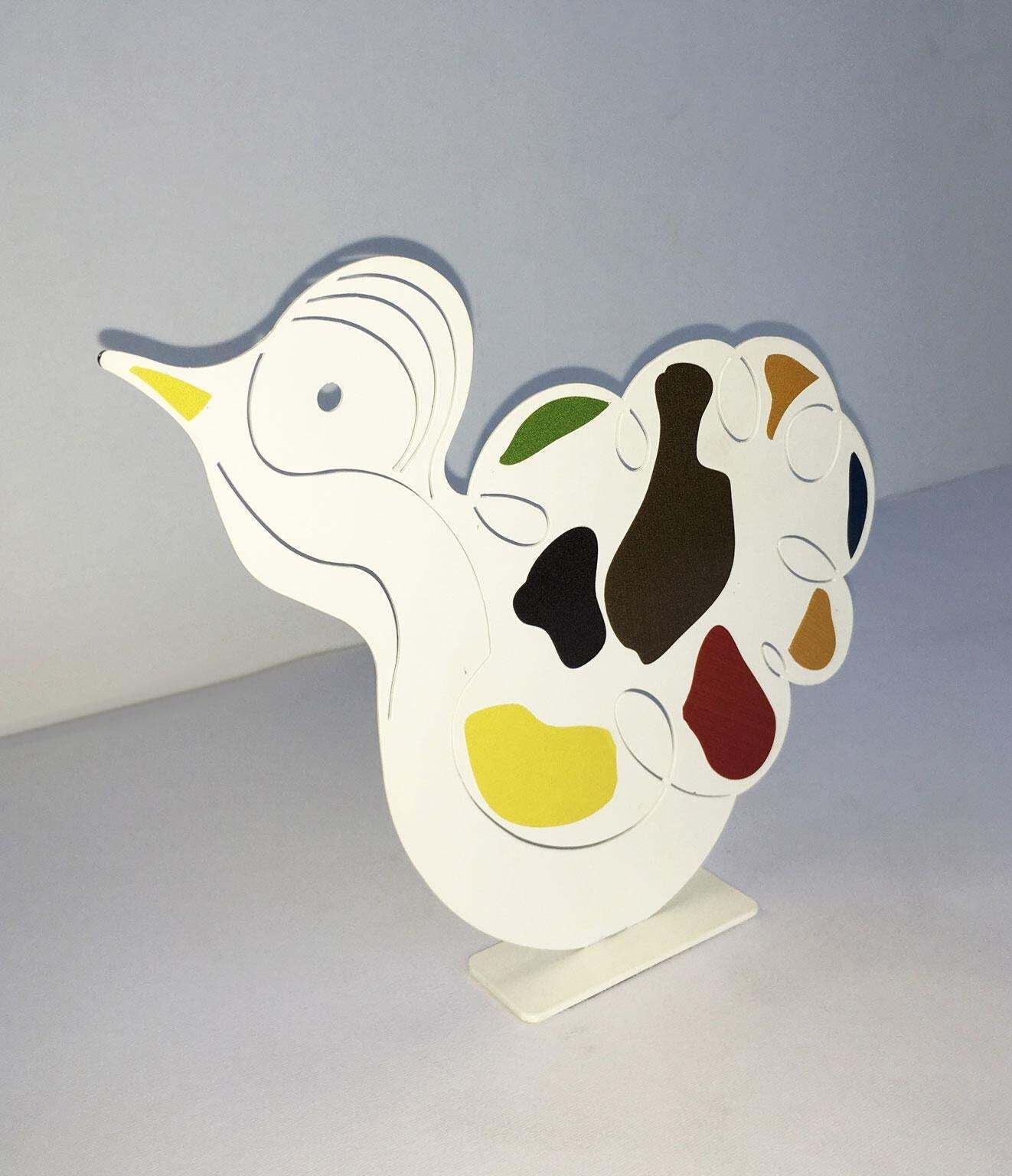 Italy 1980 Riccardo Dalisi White Painted Metal Sculpture Pulcinino photo Art