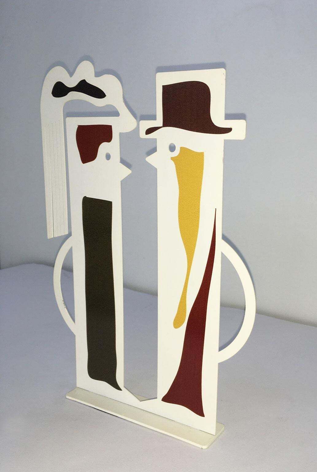 Italy 1980 Riccardo Dalisi  White Painted Metal Amanti photo buy