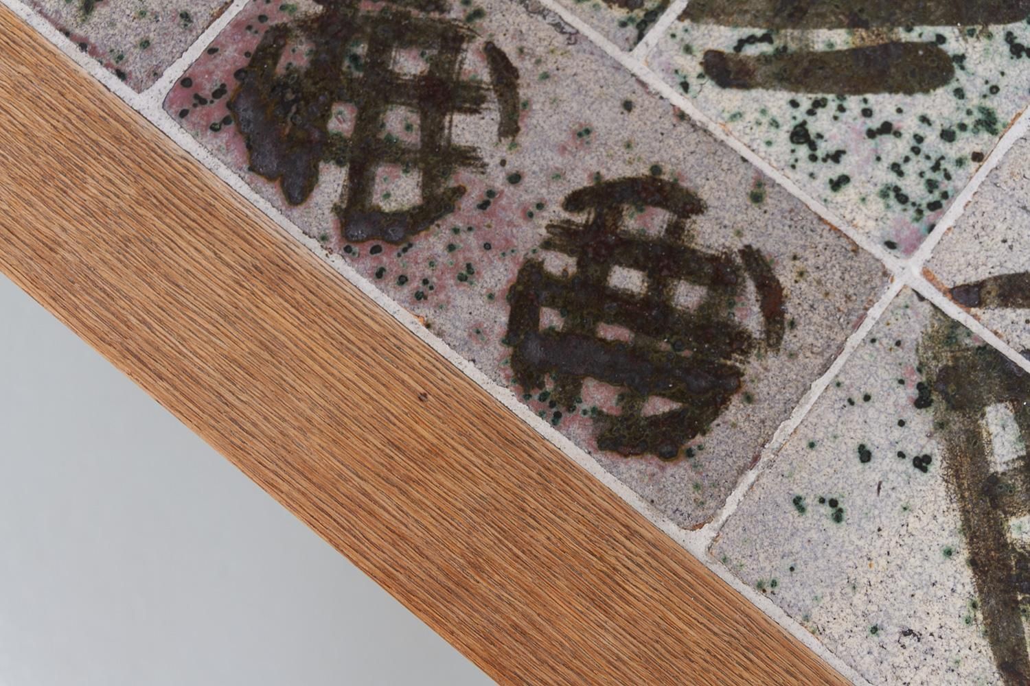 photo vinterior Danish Oak And Tile Coffee Table By Tue Poulsen, 1960s.