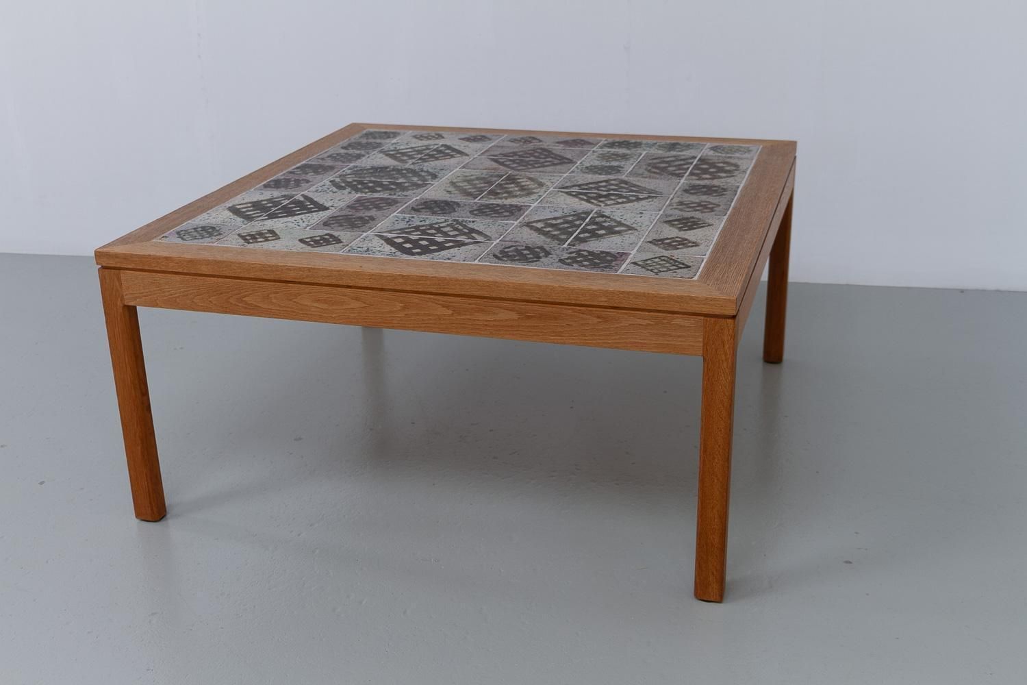 photo buy Danish Oak And Tile Coffee Table By Tue Poulsen, 1960s.