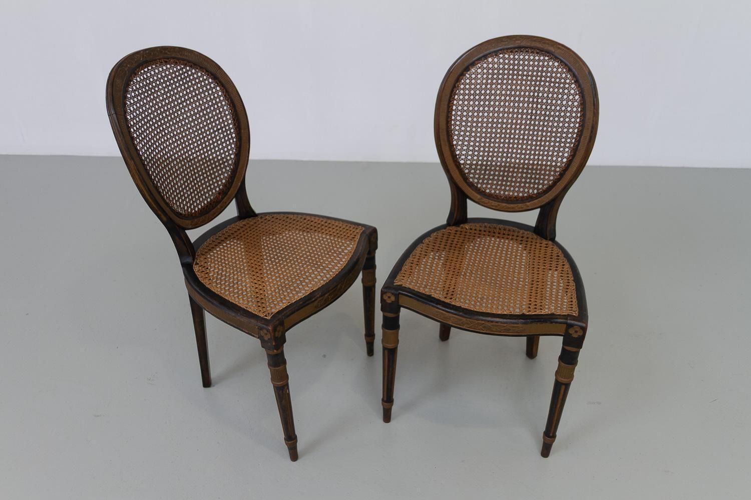 photo buy French Louis XVI Style Cane Side Chairs, 1880s. Set Of 2.