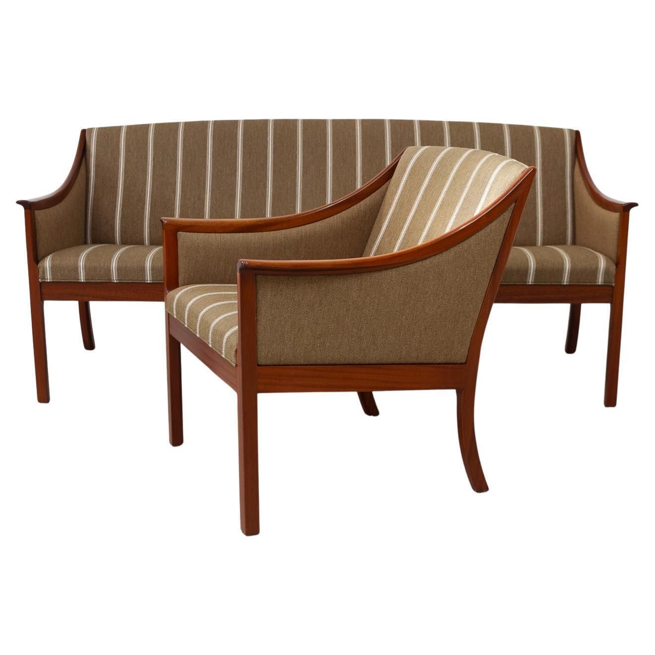 Danish Lounge Chair And 3 Seater Sofa By Ole Wanscher For Pj Møbler, 1960s.