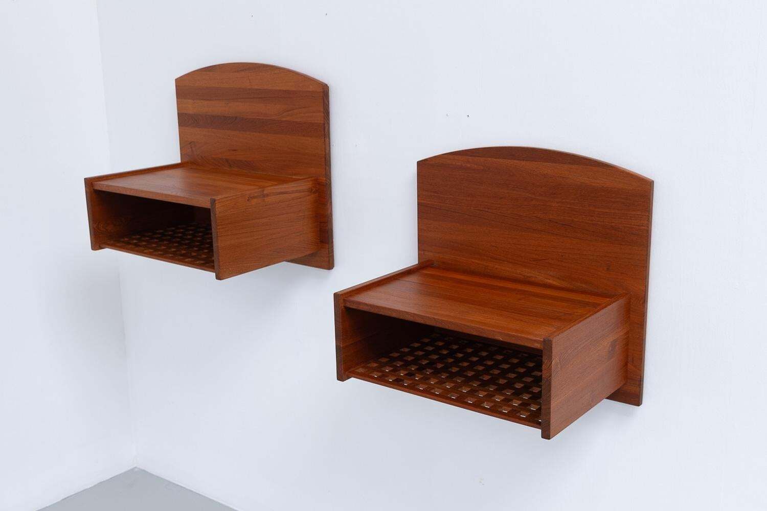 Danish Wall Mounted Bedside Tables In Solid Teak By Trip Trap, 1980s. Set Of 2. photo furniture