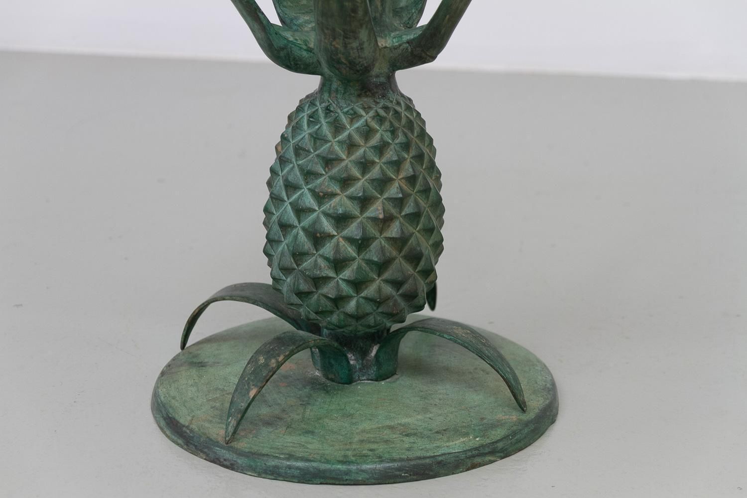 French Hollywood Regency Pineapple Side Table In Brass And Glass. 1970s. photo buy