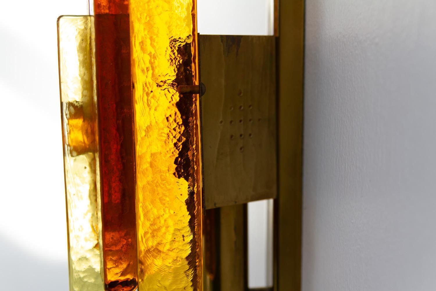 photo furniture Stacked Glass And Brass Wall Sconce By Svend Aage Holm Sørensen, 1960s.