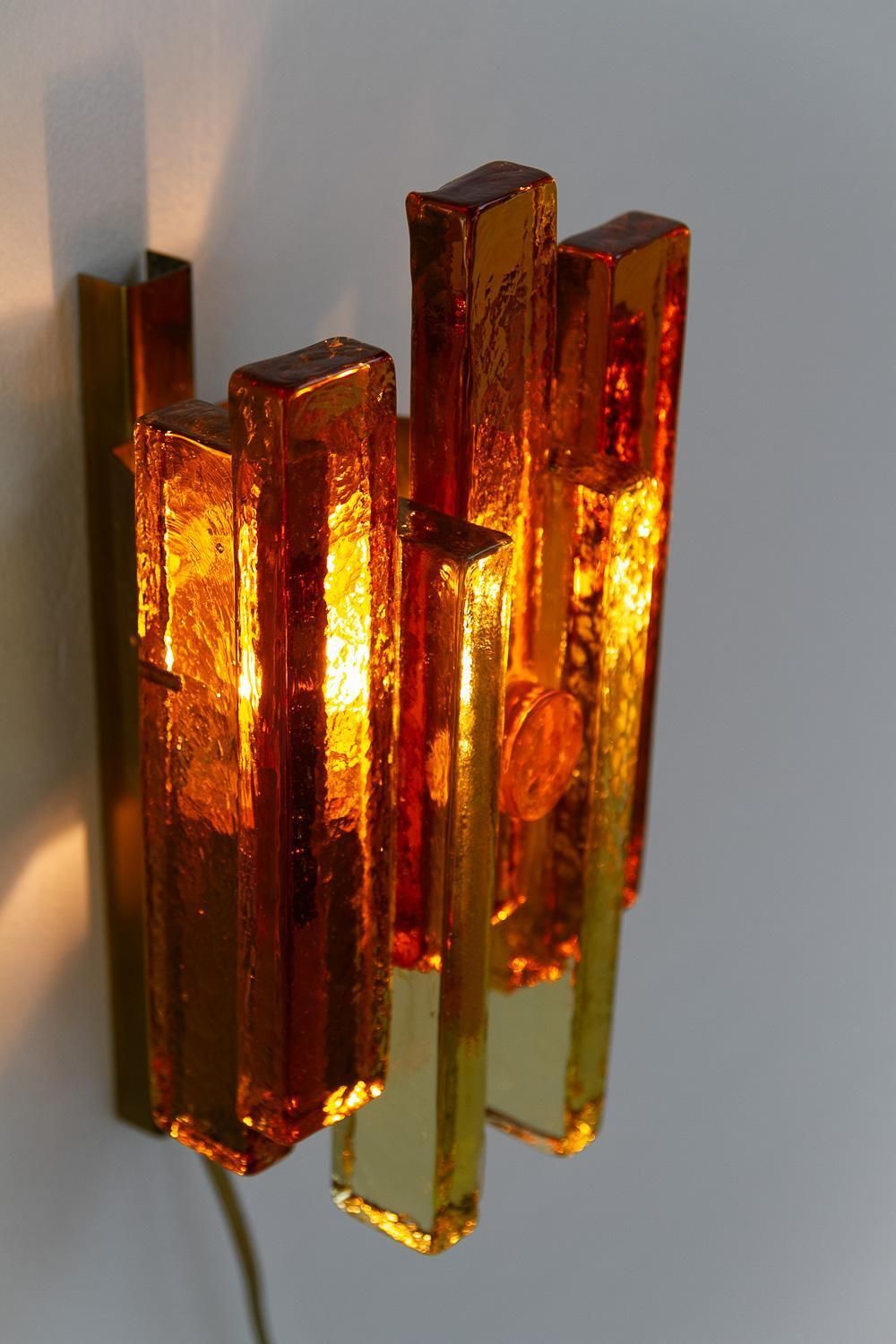 643.0 Stacked Glass And Brass Wall Sconce By Svend Aage Holm Sørensen, 1960s. photo