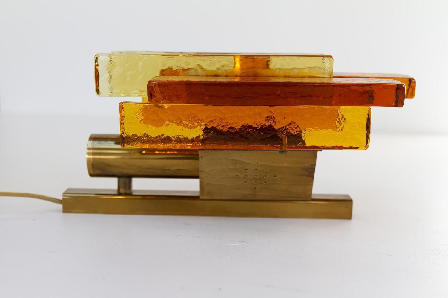photo vintage Stacked Glass And Brass Wall Sconce By Svend Aage Holm Sørensen, 1960s.